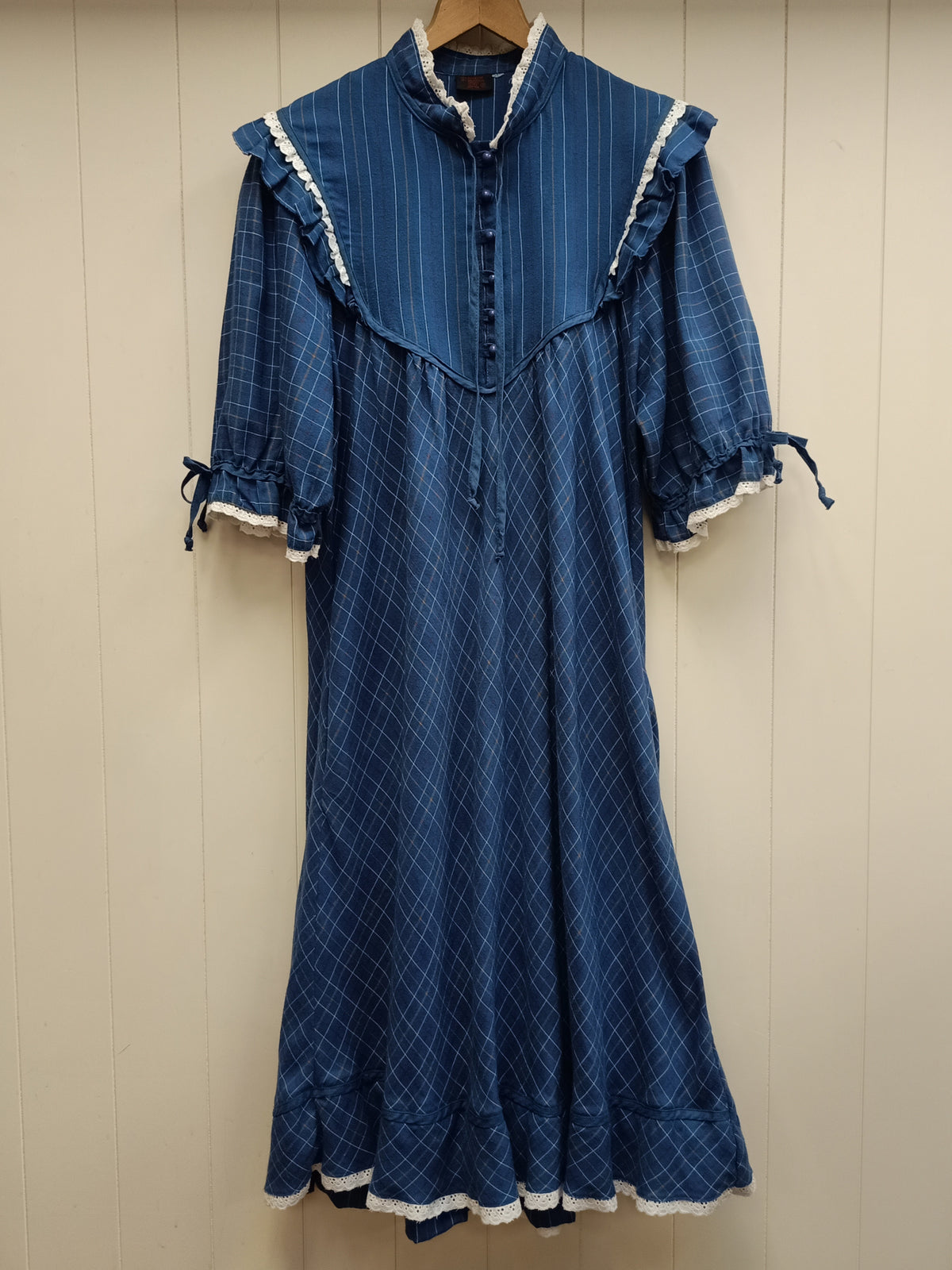 Vintage Blue Check Prairie Dress