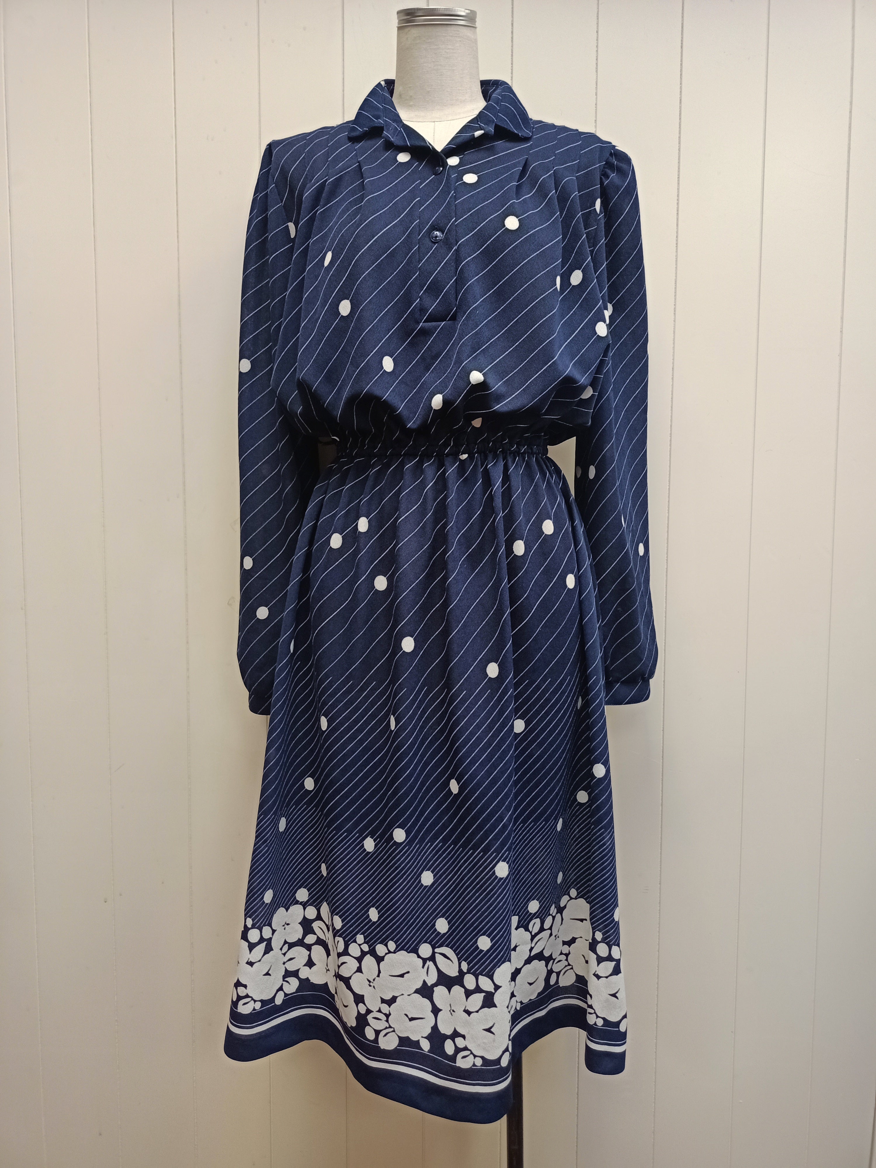 Vintage Level 5 Navy Dot Dress