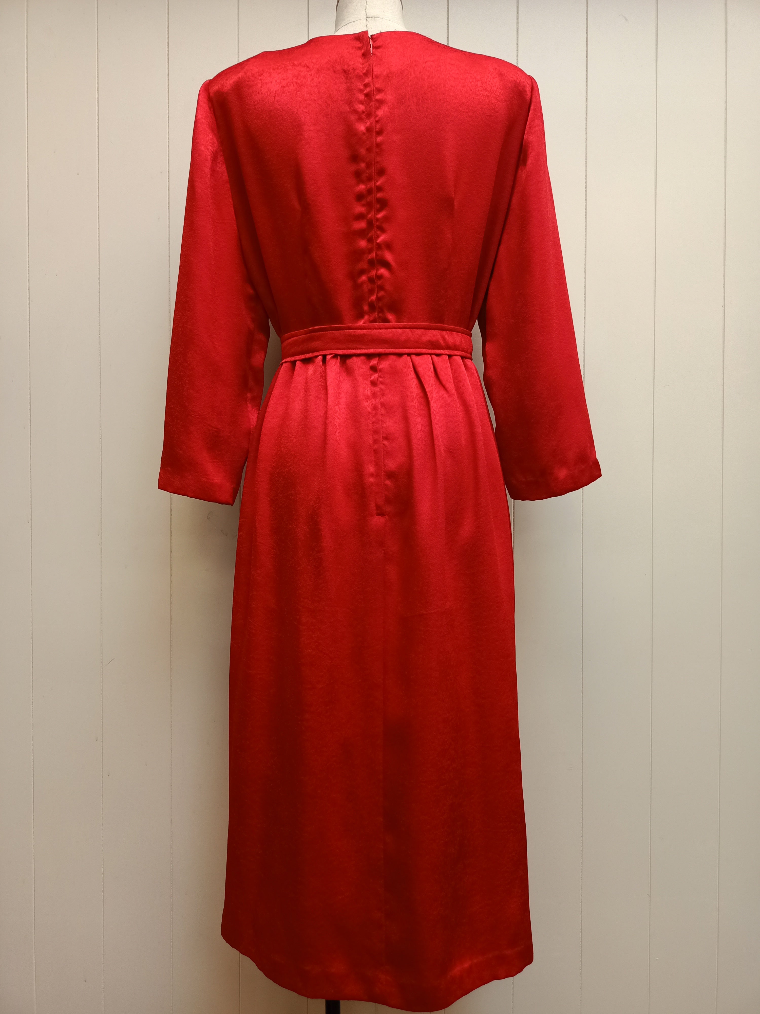 Vintage Red Textured Satin Dress