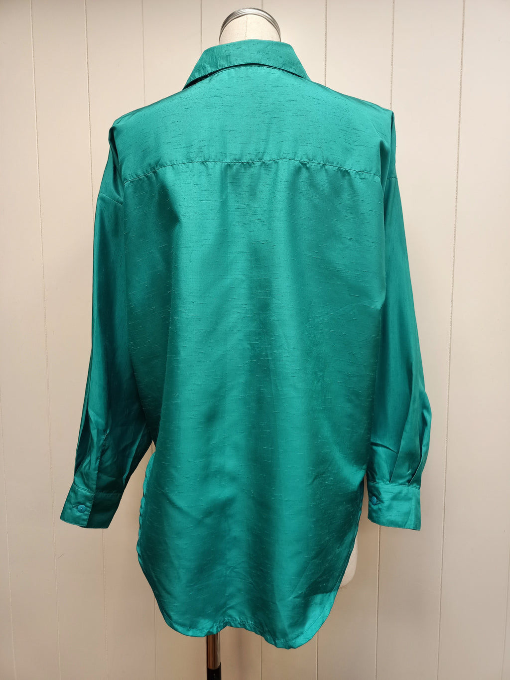 Vintage Teal Green Pintucked Shirt