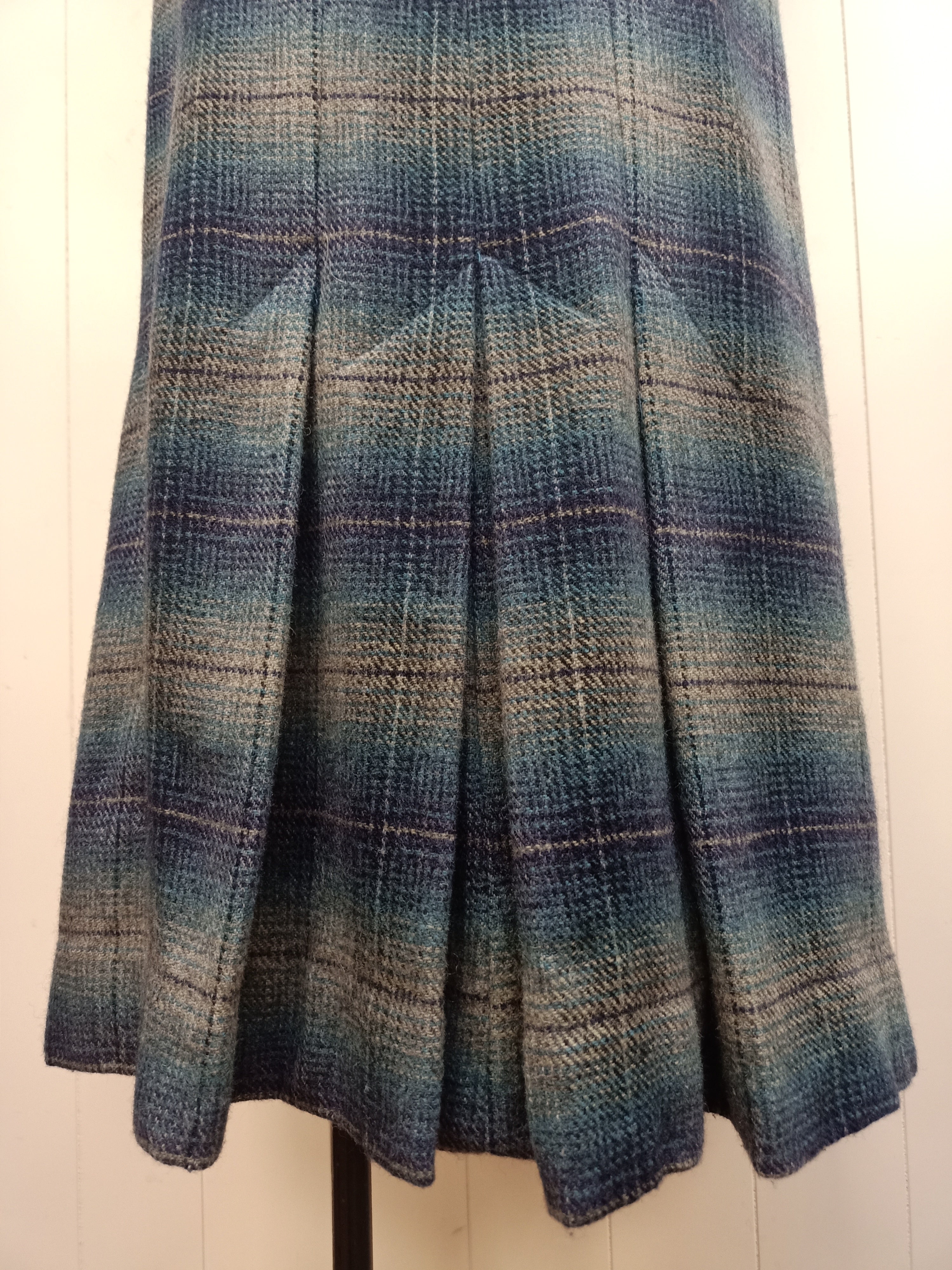Vintage Teal & Navy Plaid Skirt