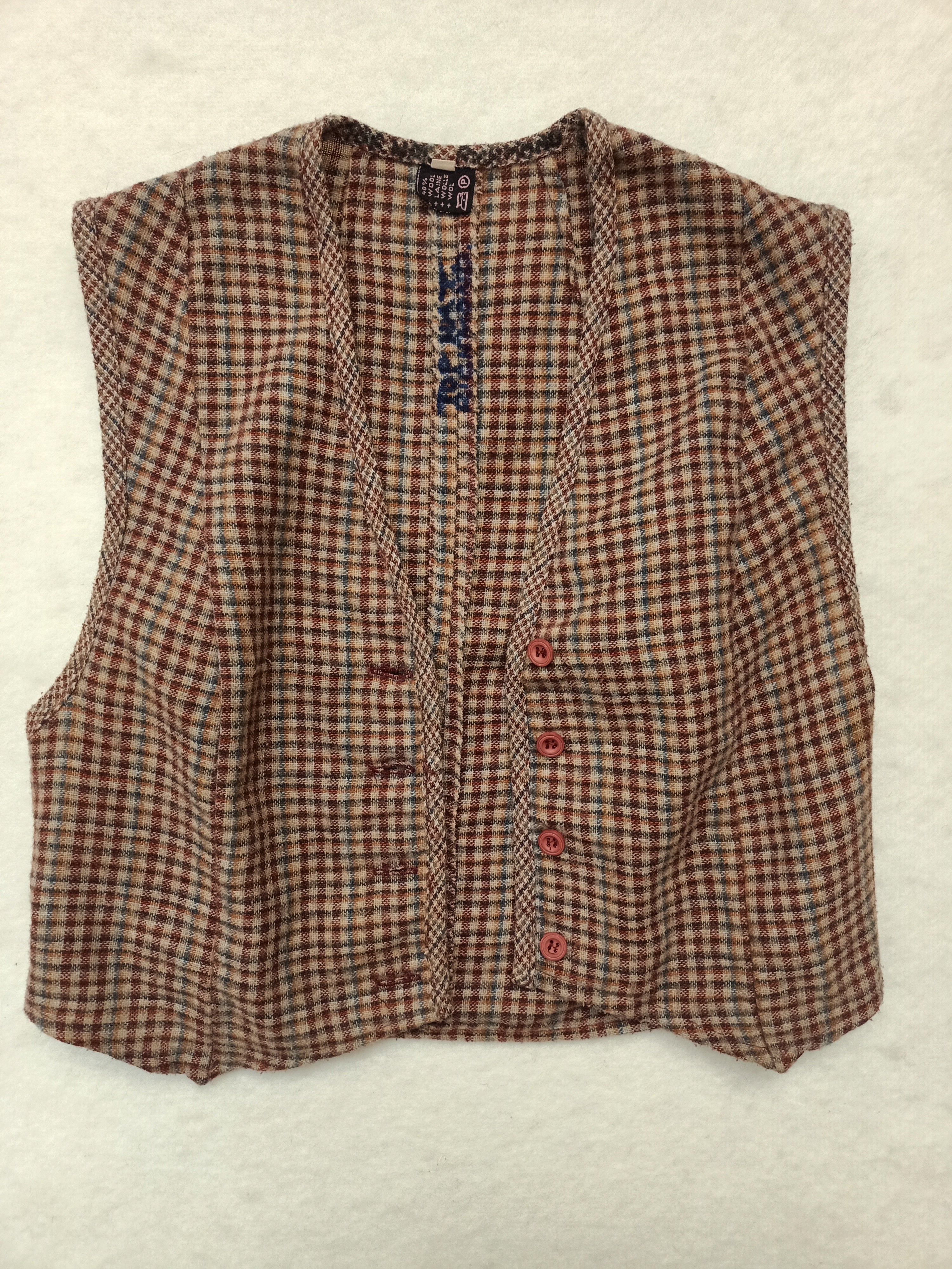 Vintage Wool Checkered Vest Shirt