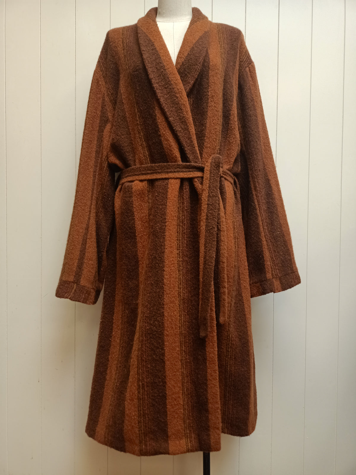 Vintage Mens Mr Australia Brown & Orange Striped Robe