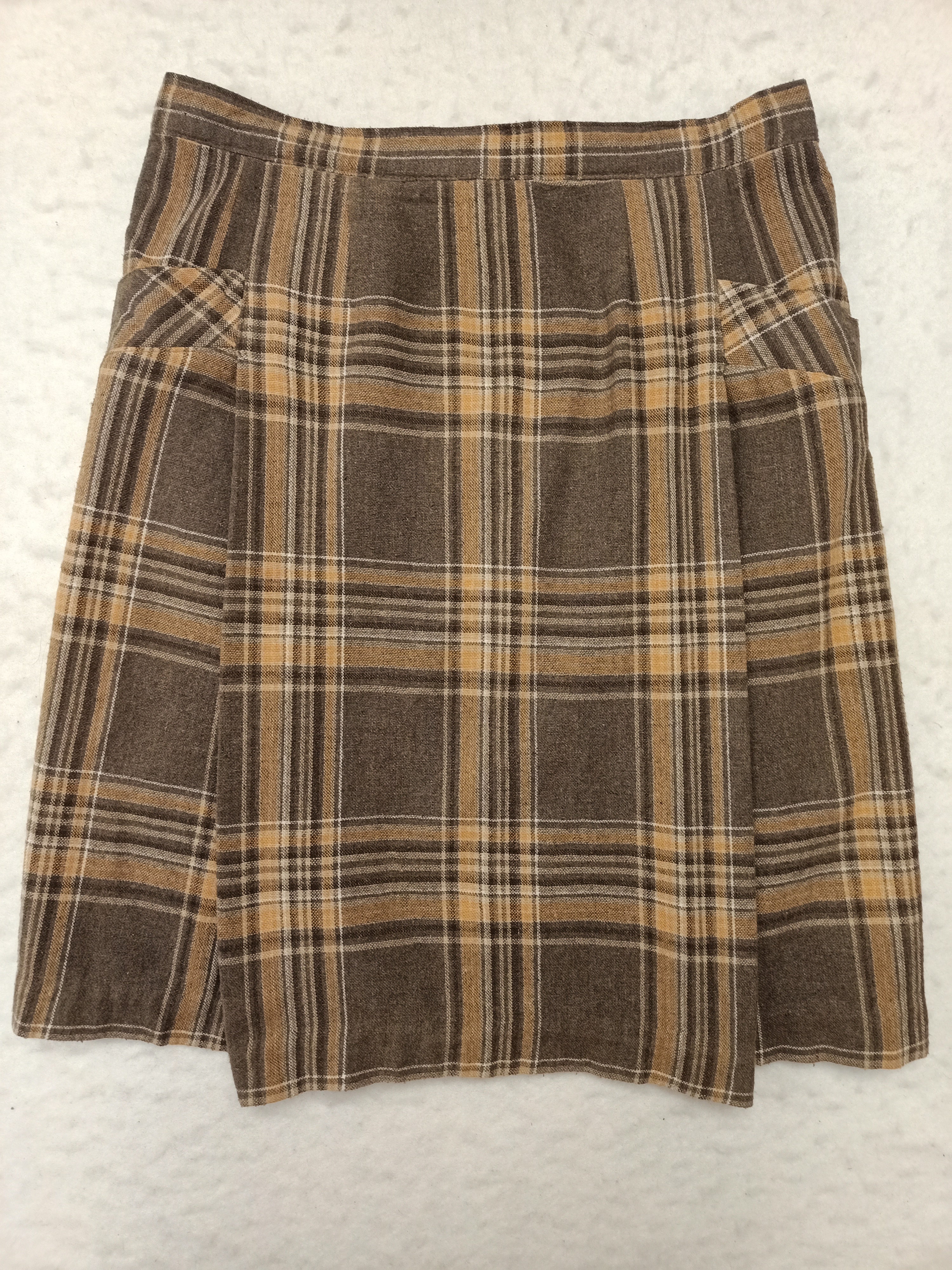 Vintage Brown & Orange Plaid Skirt