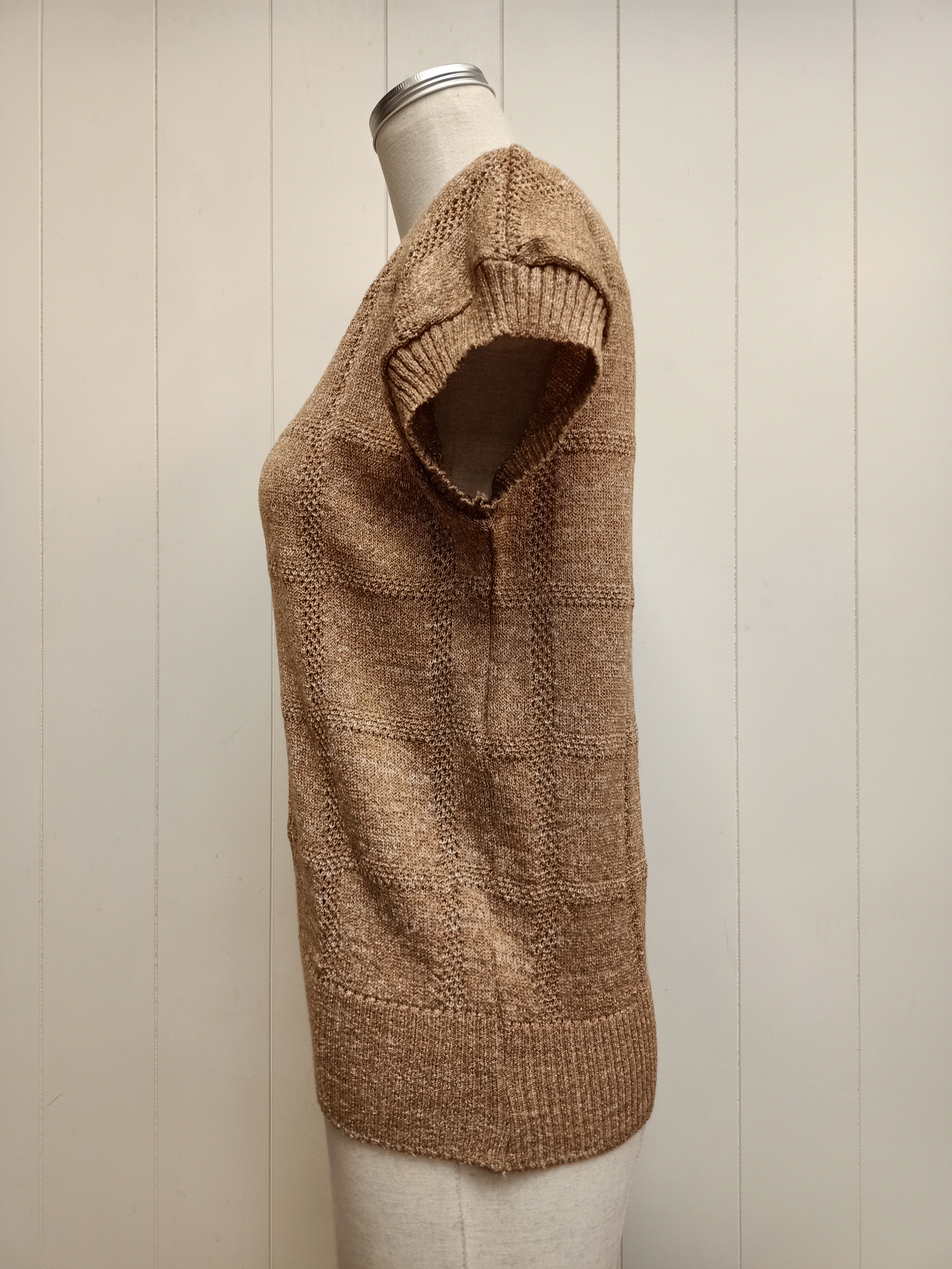 Vintage Grid Brown Knit Shirt