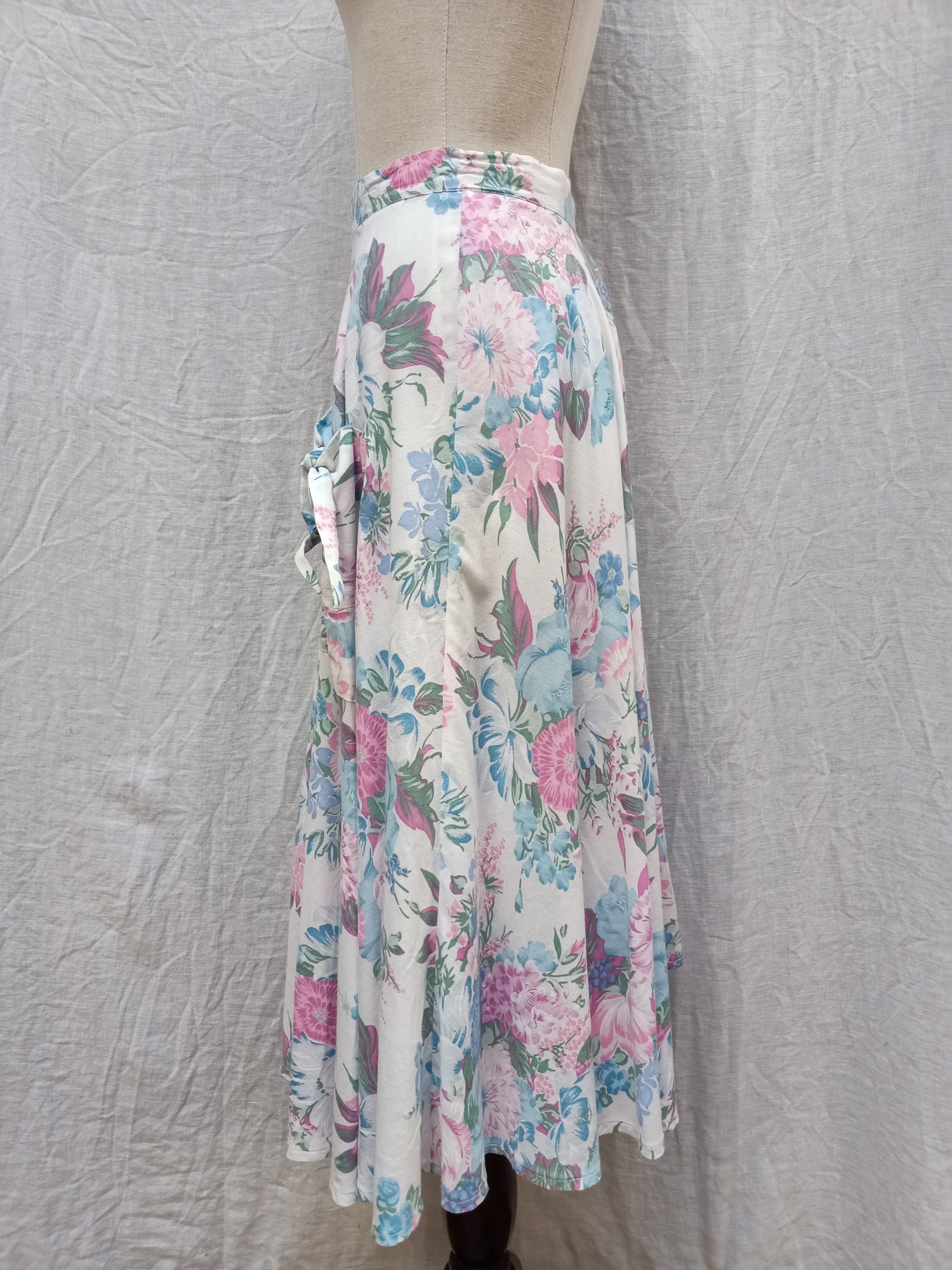 Retro Floral Button Up Skirt