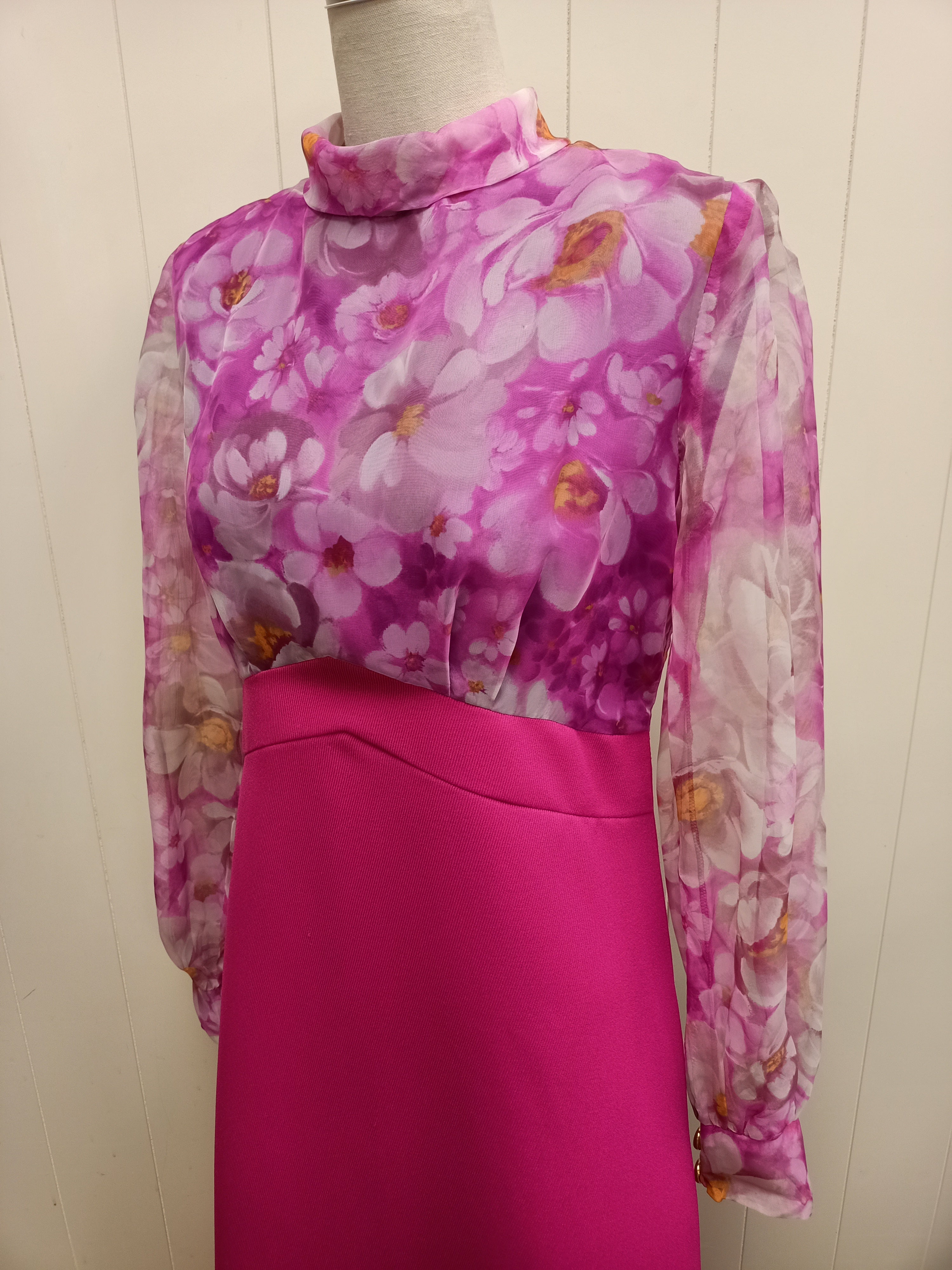 Vintage Fuchsia Maxi Dress