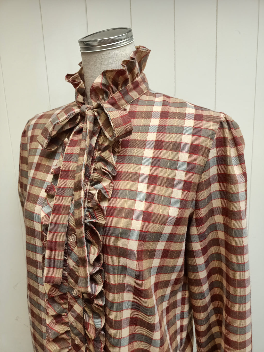 Retro C&A Ruffle Plaid Shirt