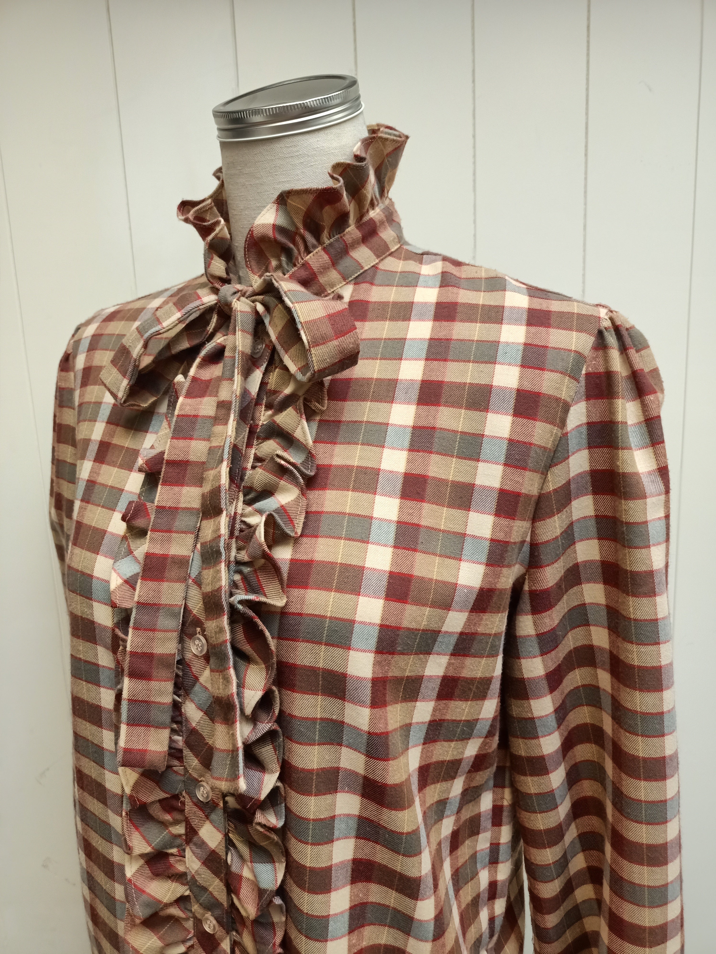 Retro C&A Ruffle Plaid Shirt