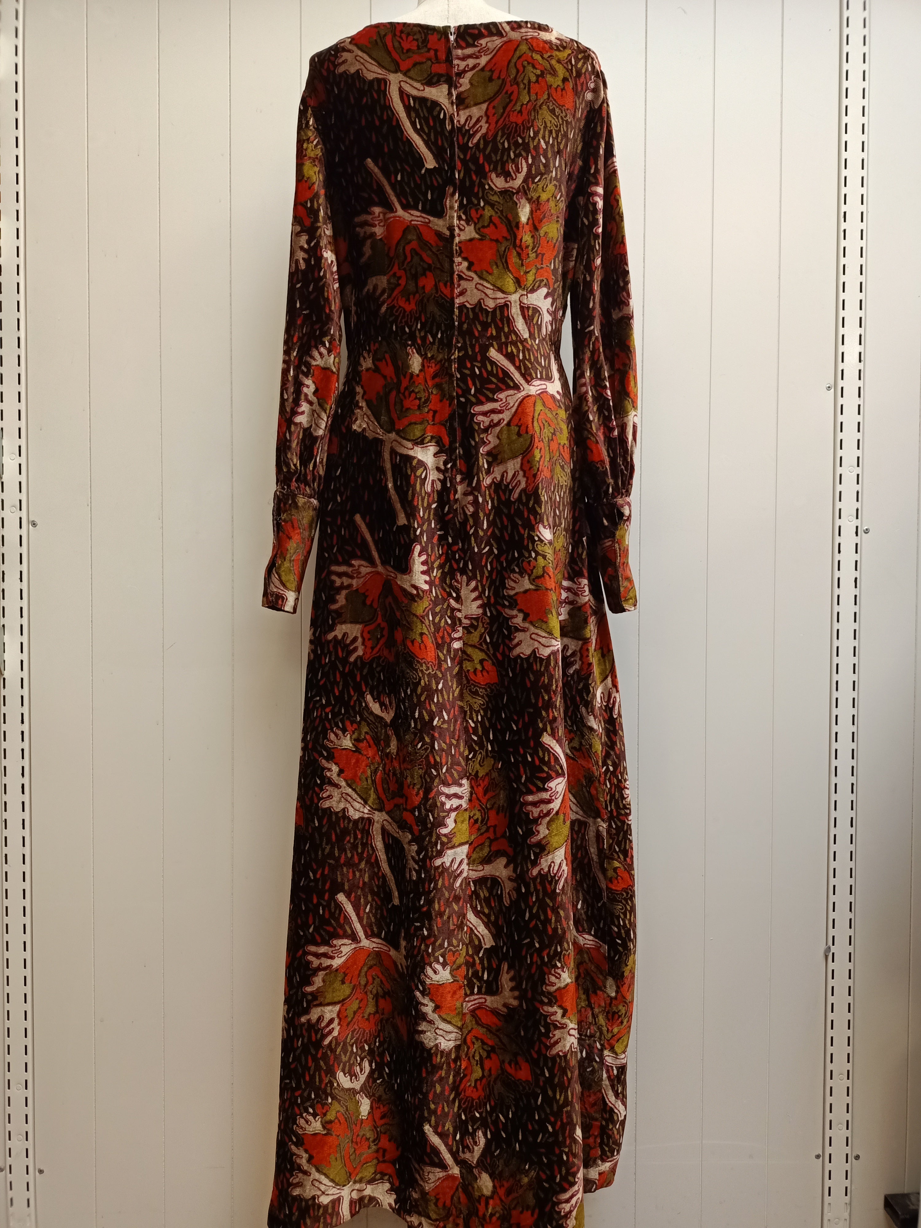 Vintage Earthy Velvet Maxi Dress