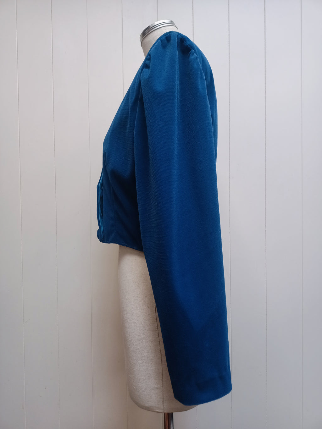 Vintage Blue Cropped Velvet Jacket