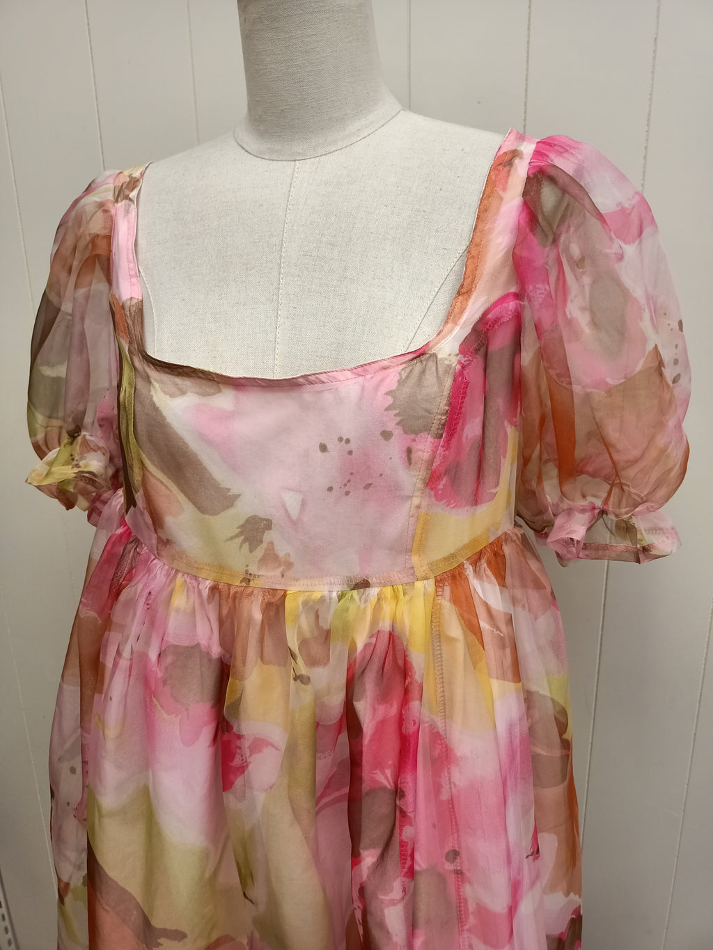 Remnants Pink Abstract Silk Dumpling Dress