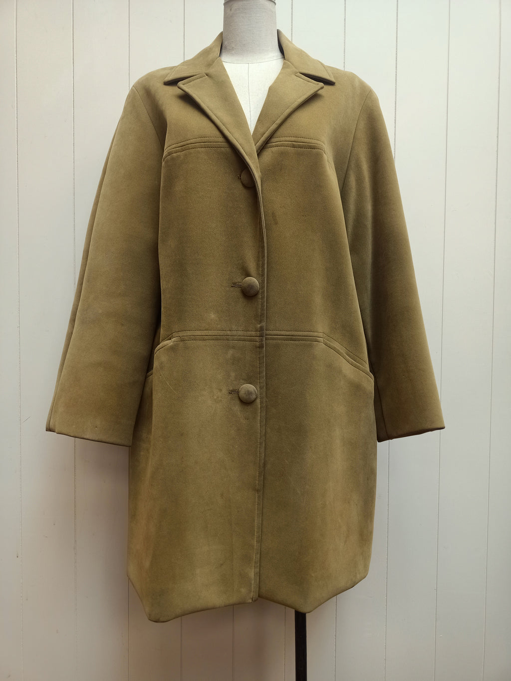 Vintage Wayfarer Green Faux Suede Coat