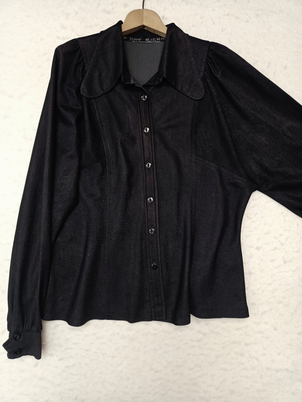 Vintage Black Sheen Button Up Shirt