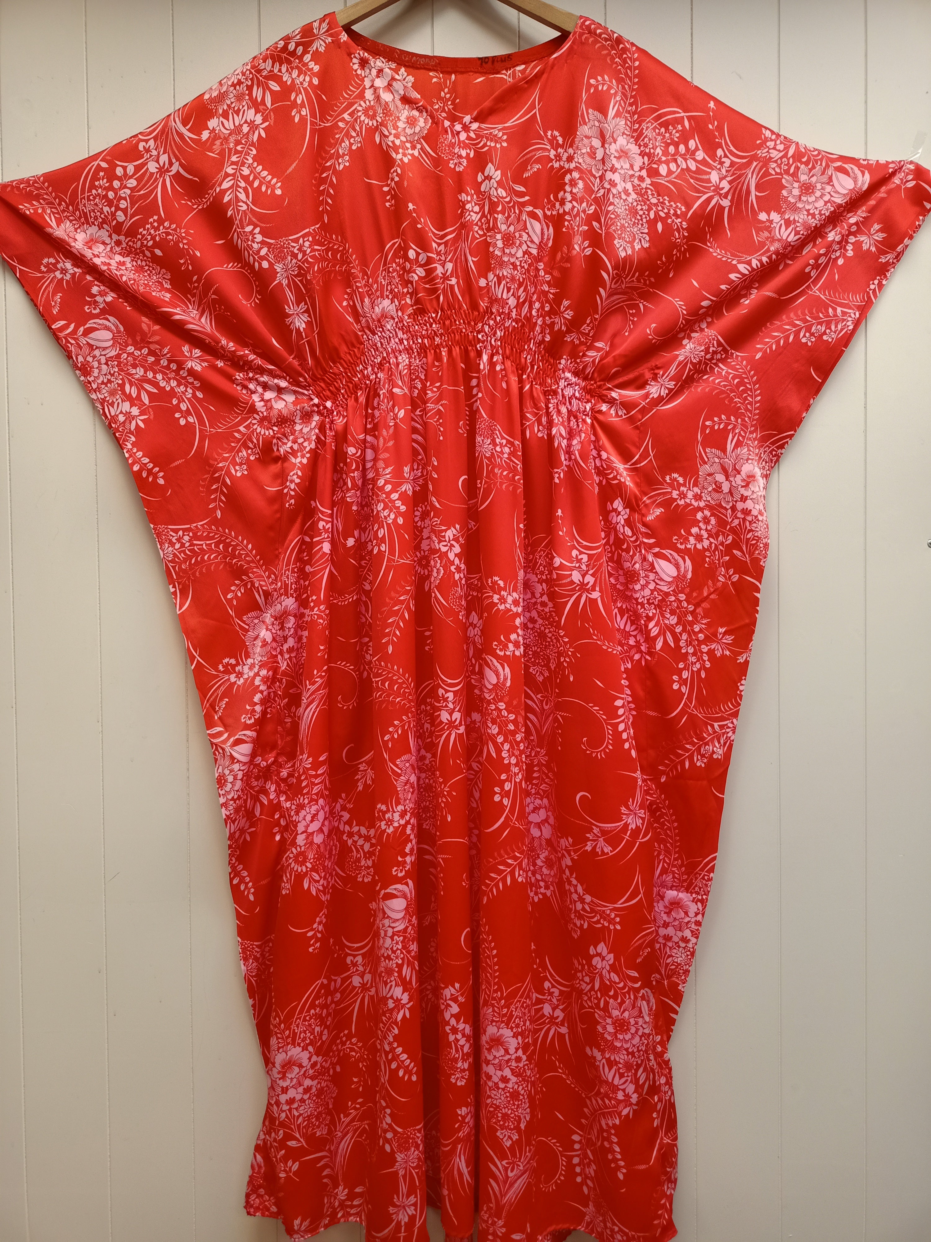 Vintage Orange Floral Caftan Maxi Dress