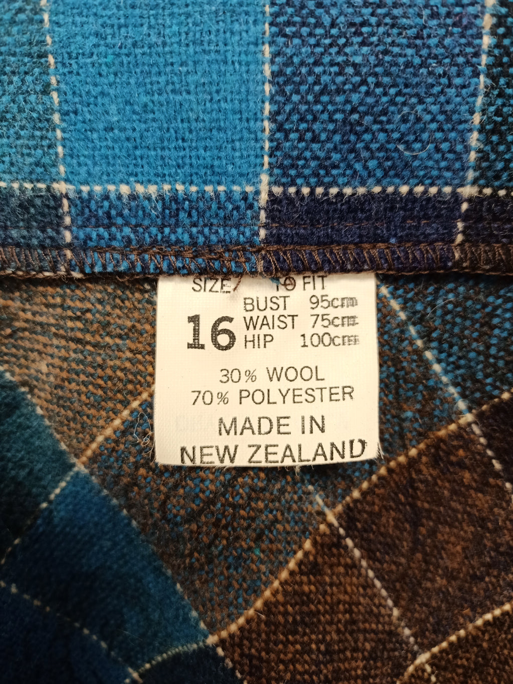 Vintage Blue and Brown Plaid Skirt