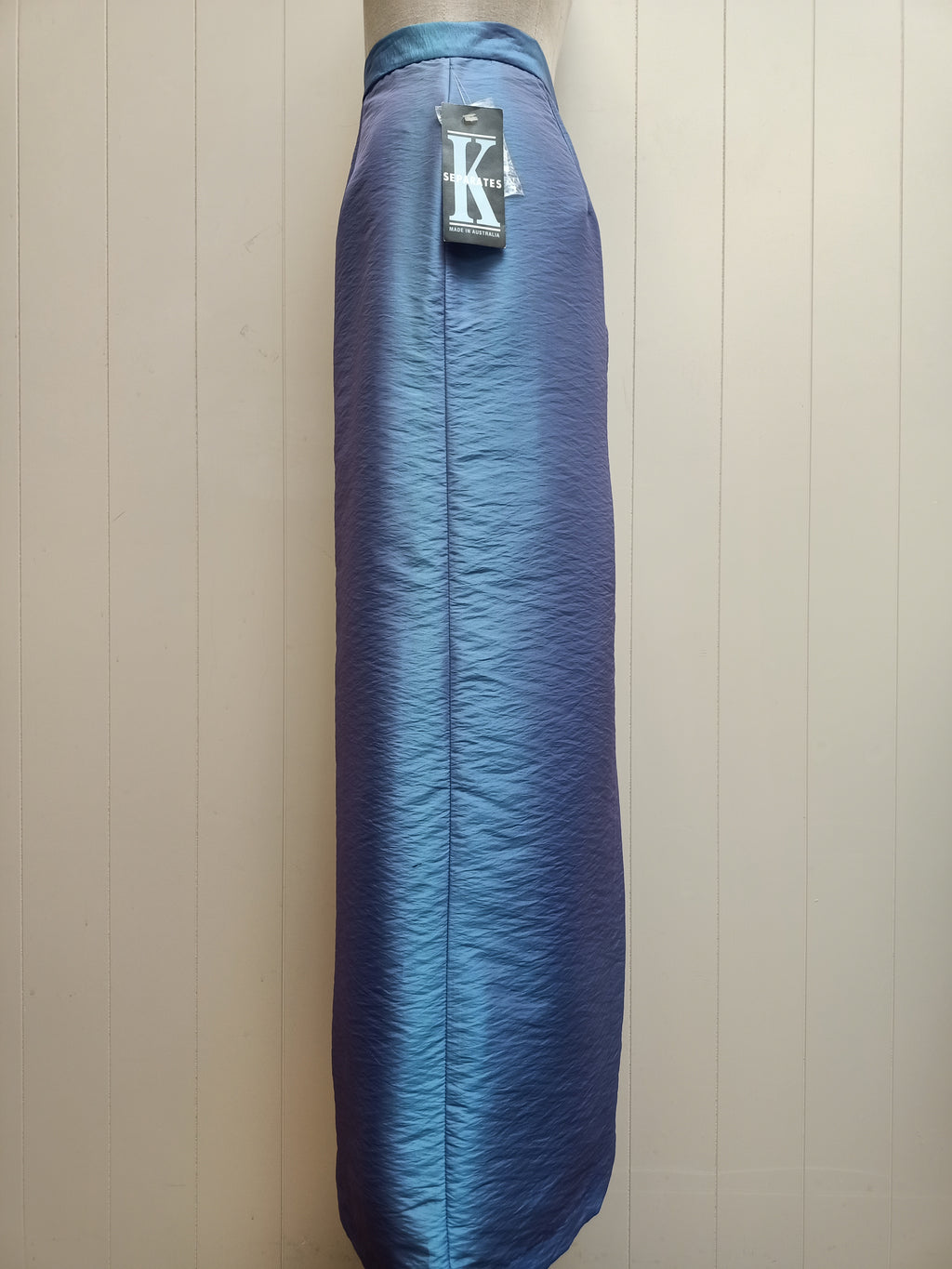 K Seperates Blue Crinkled Satin Skirt