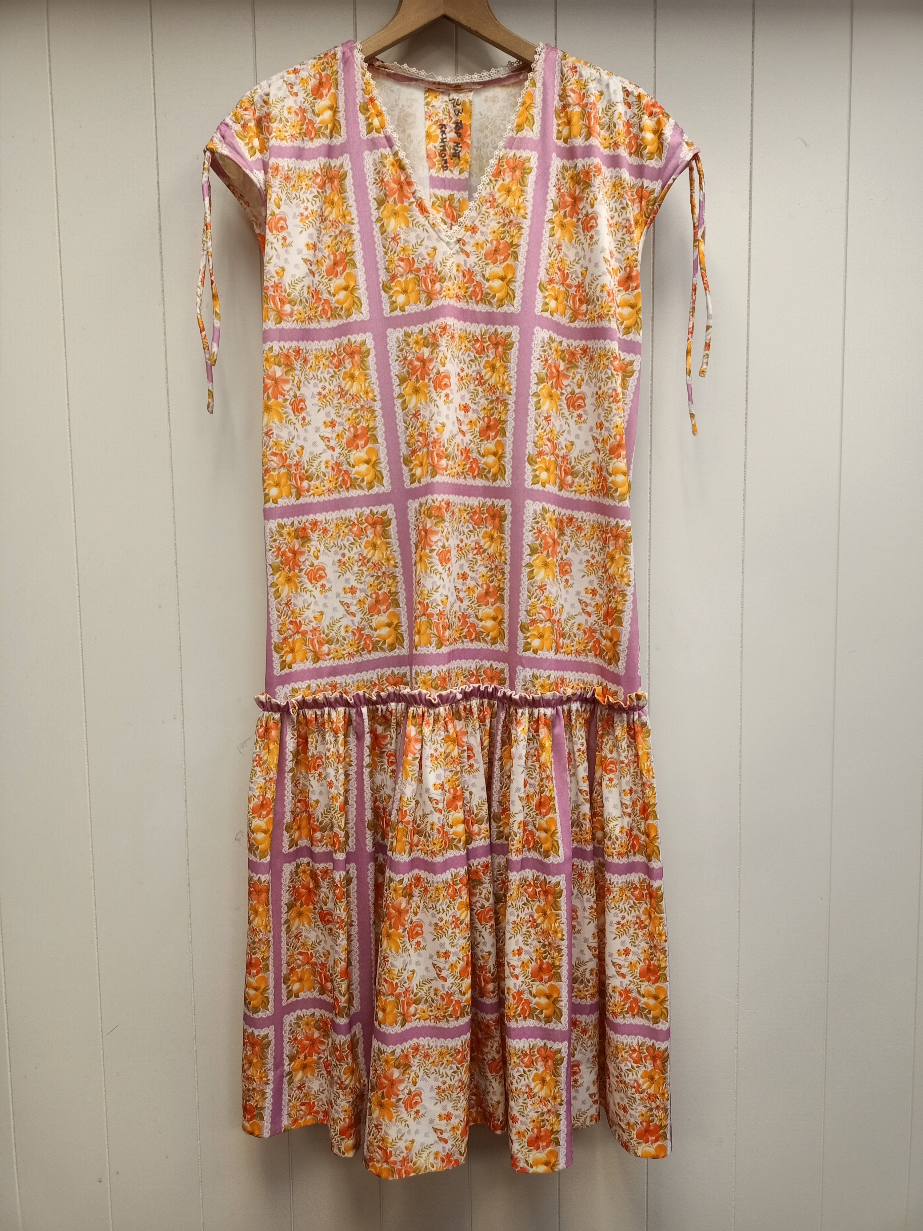 Vintage Floral Windowpane Dress