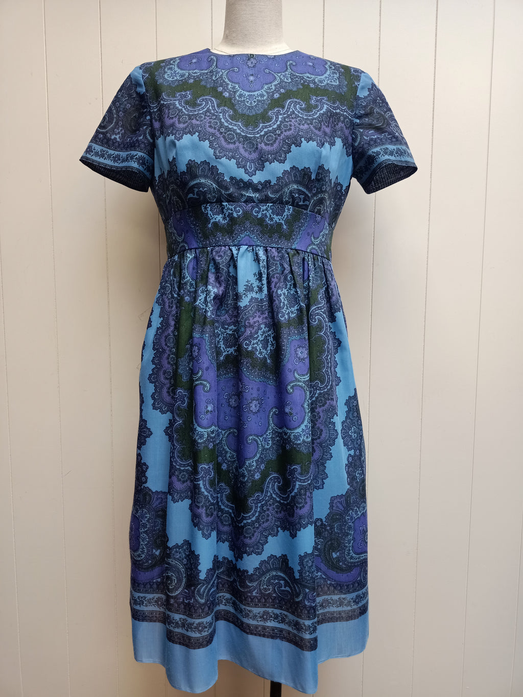 Vintage Blue Paisley Medallion Dress