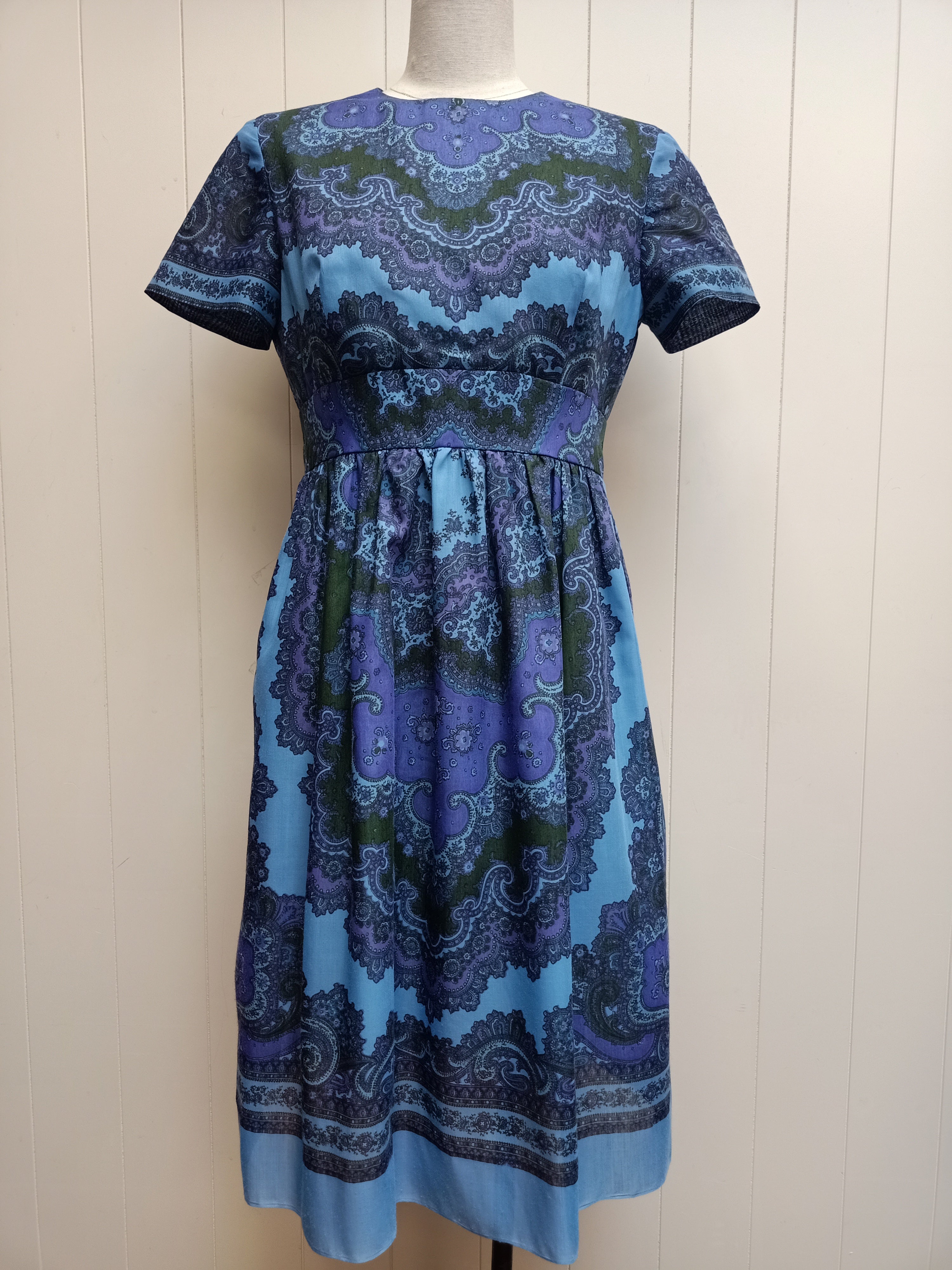 Vintage Blue Paisley Medallion Dress