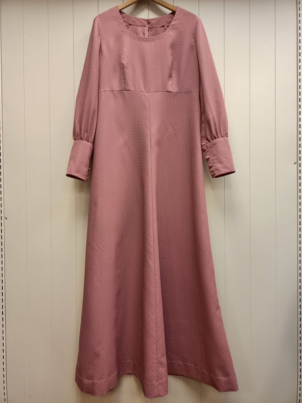 Vintage Pink Polka Dot Maxi Dress