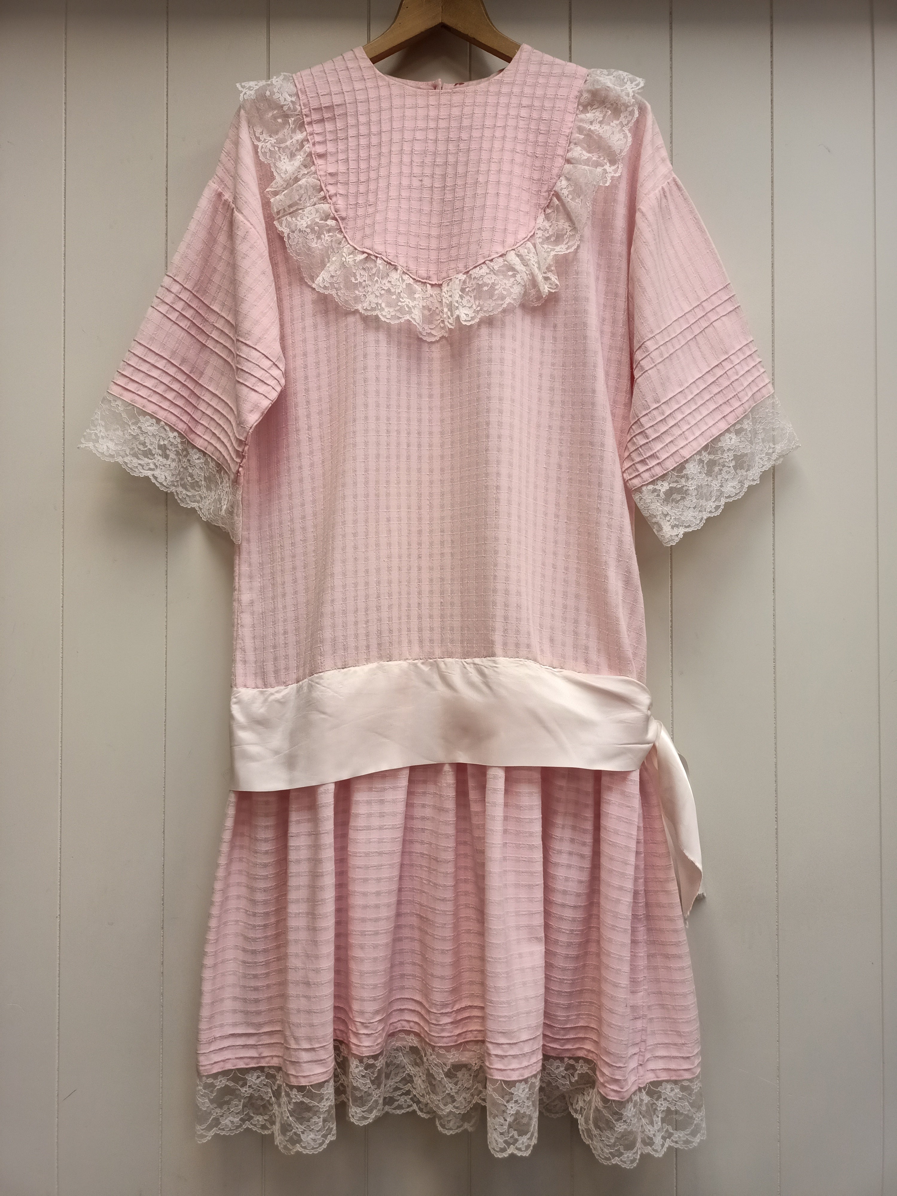 Vintage Pastel Pink Drop Waist Dress