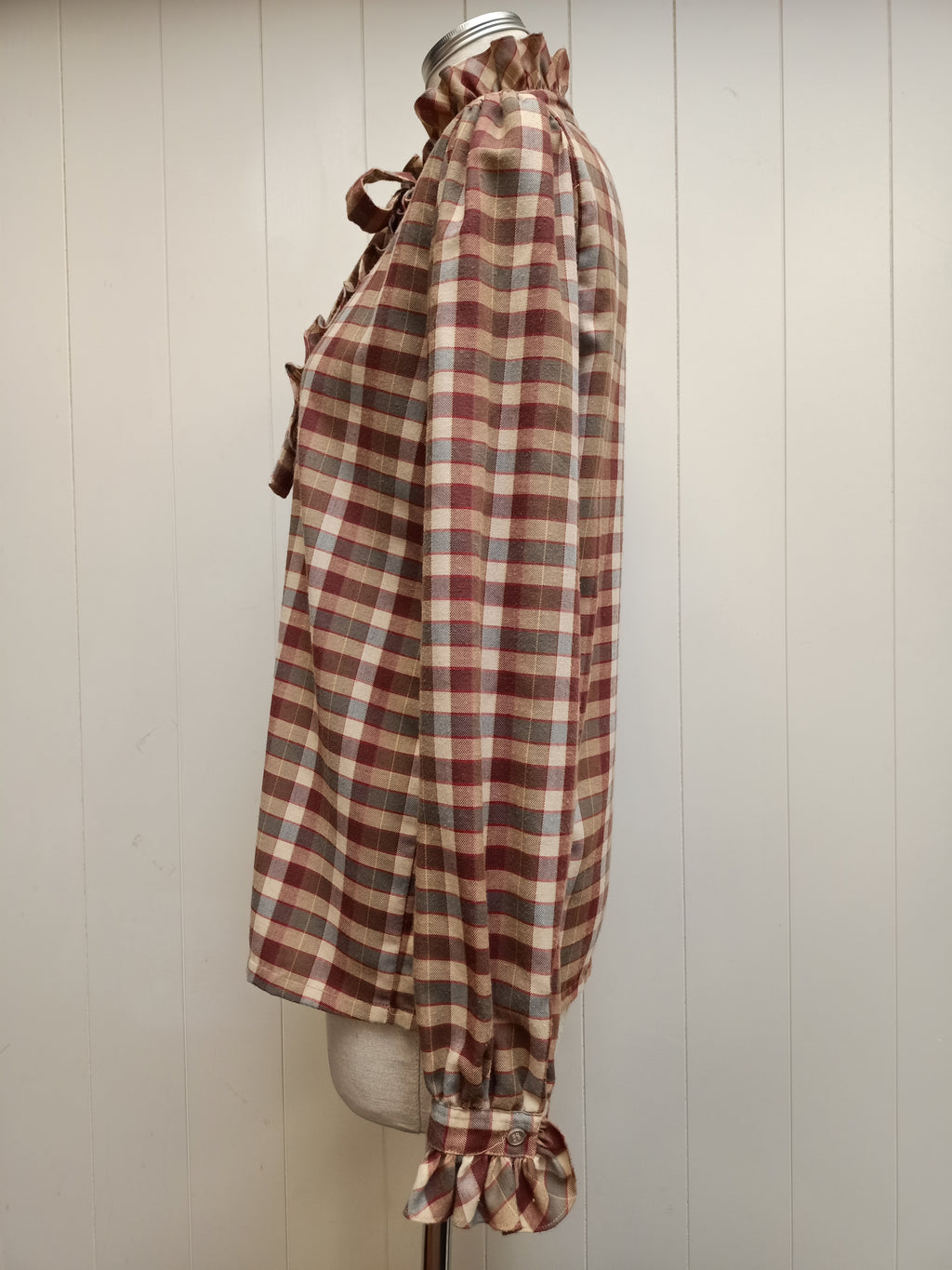 Retro C&A Ruffle Plaid Shirt