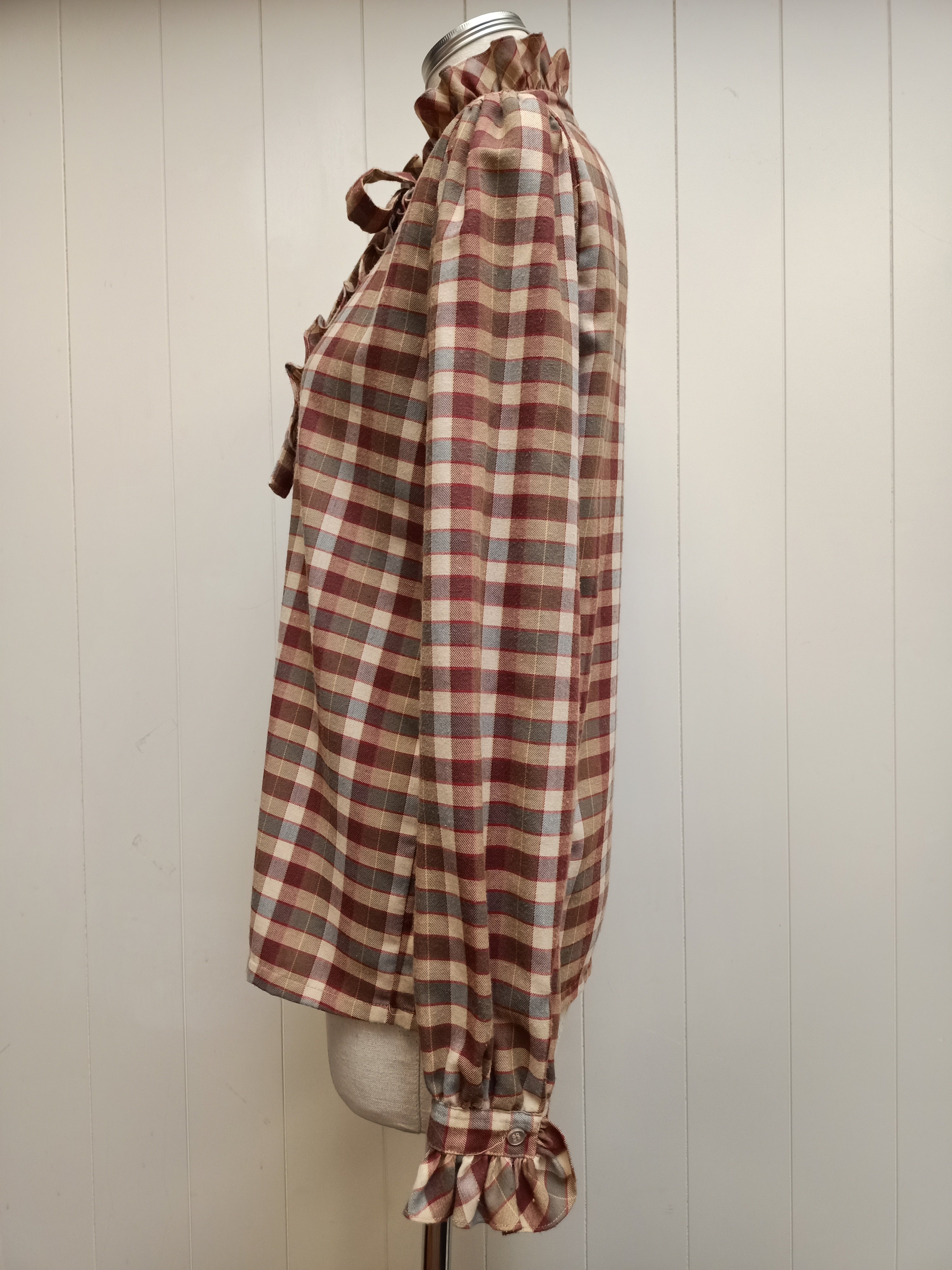 Retro C&A Ruffle Plaid Shirt
