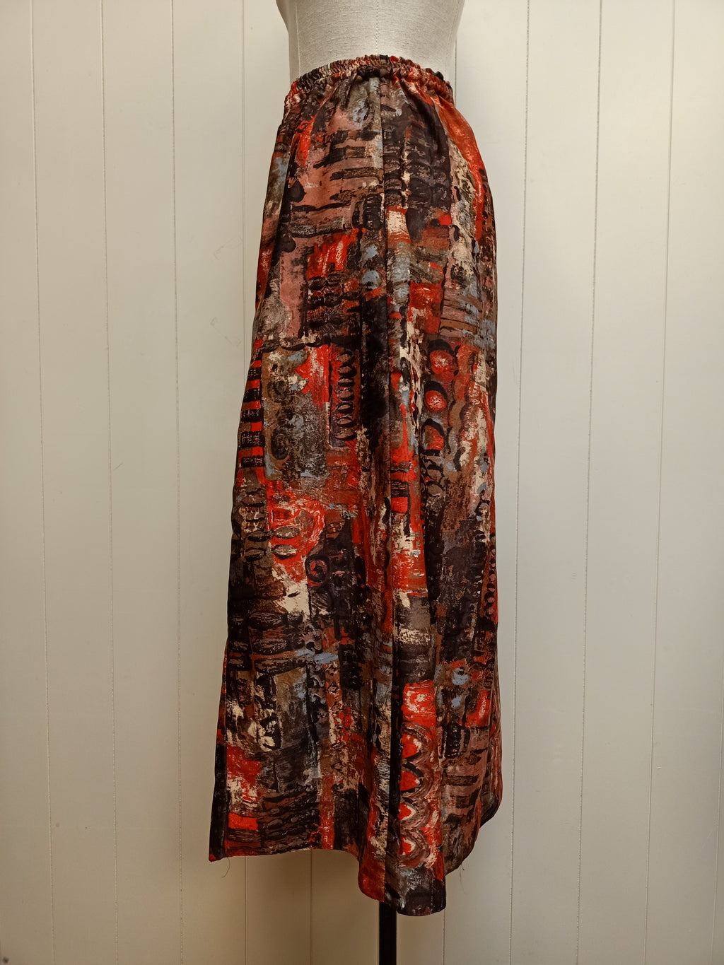 Vintage Abstract Print Panelled Skirt