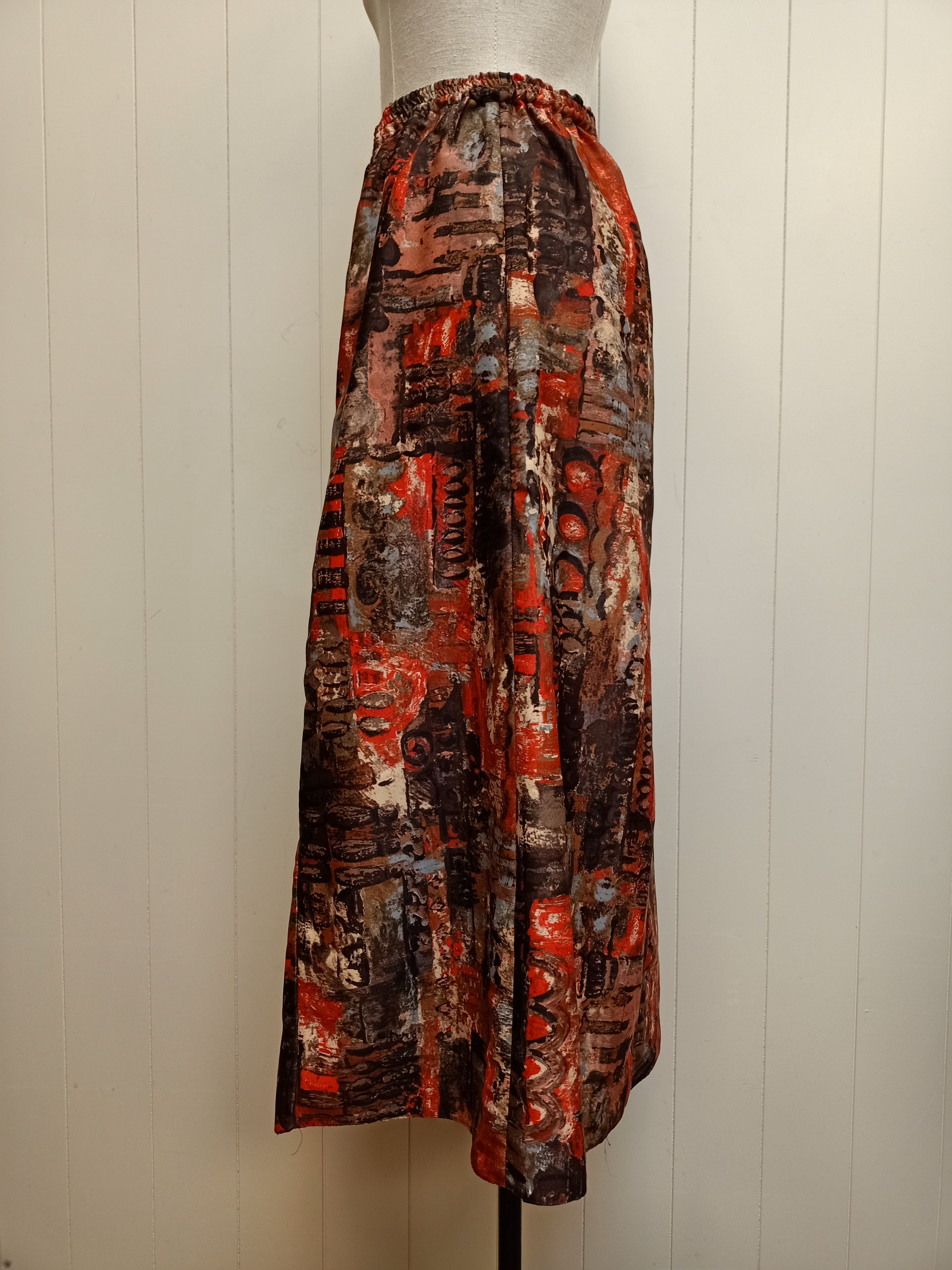 Vintage Abstract Print Panelled Skirt