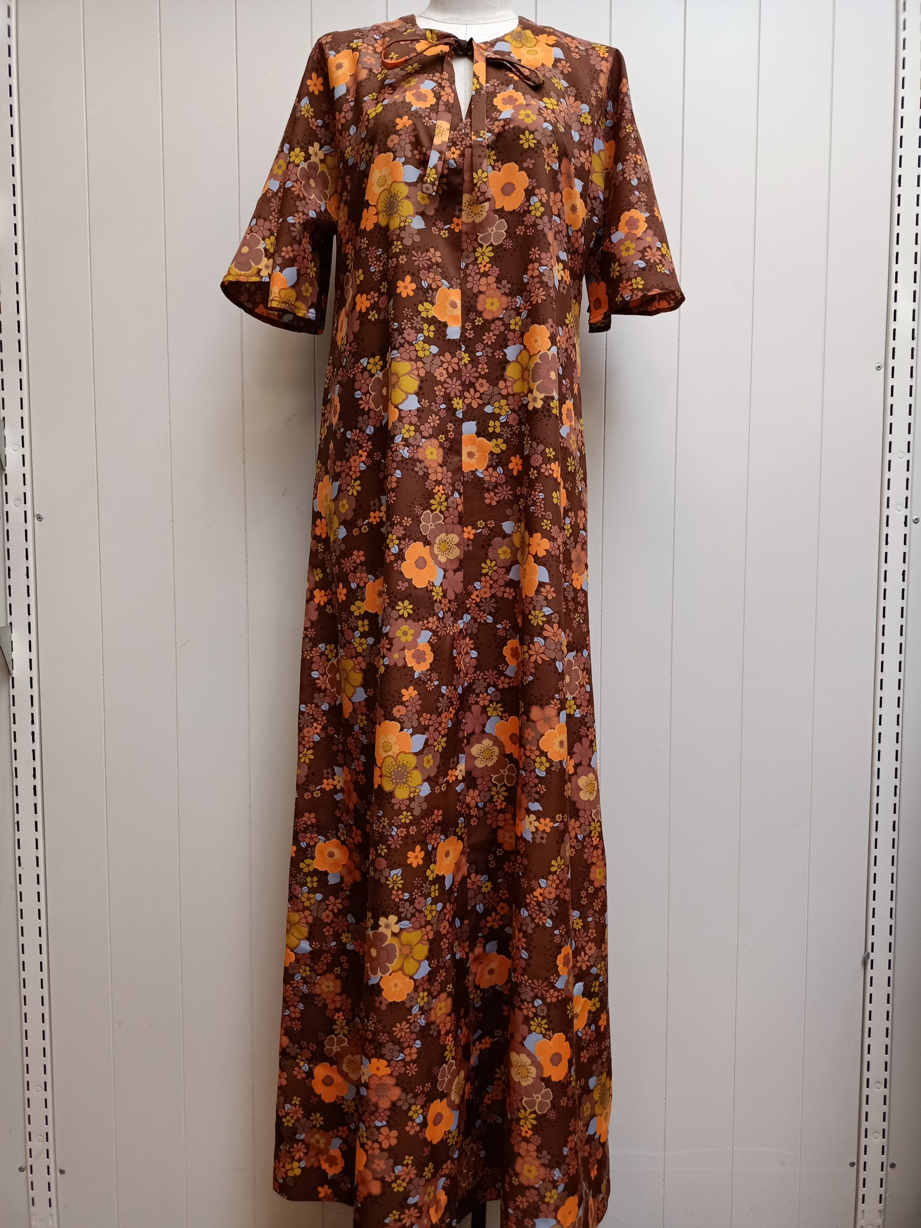 Vintage Orange Floral Maxi Dress