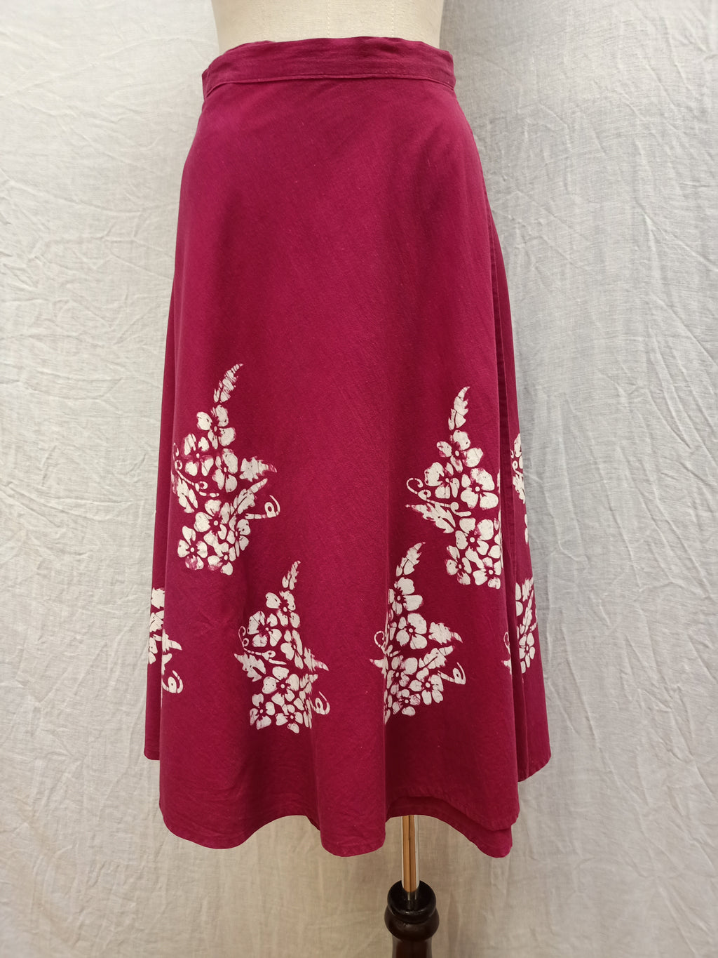 Burgundy Floral Wrap Skirt