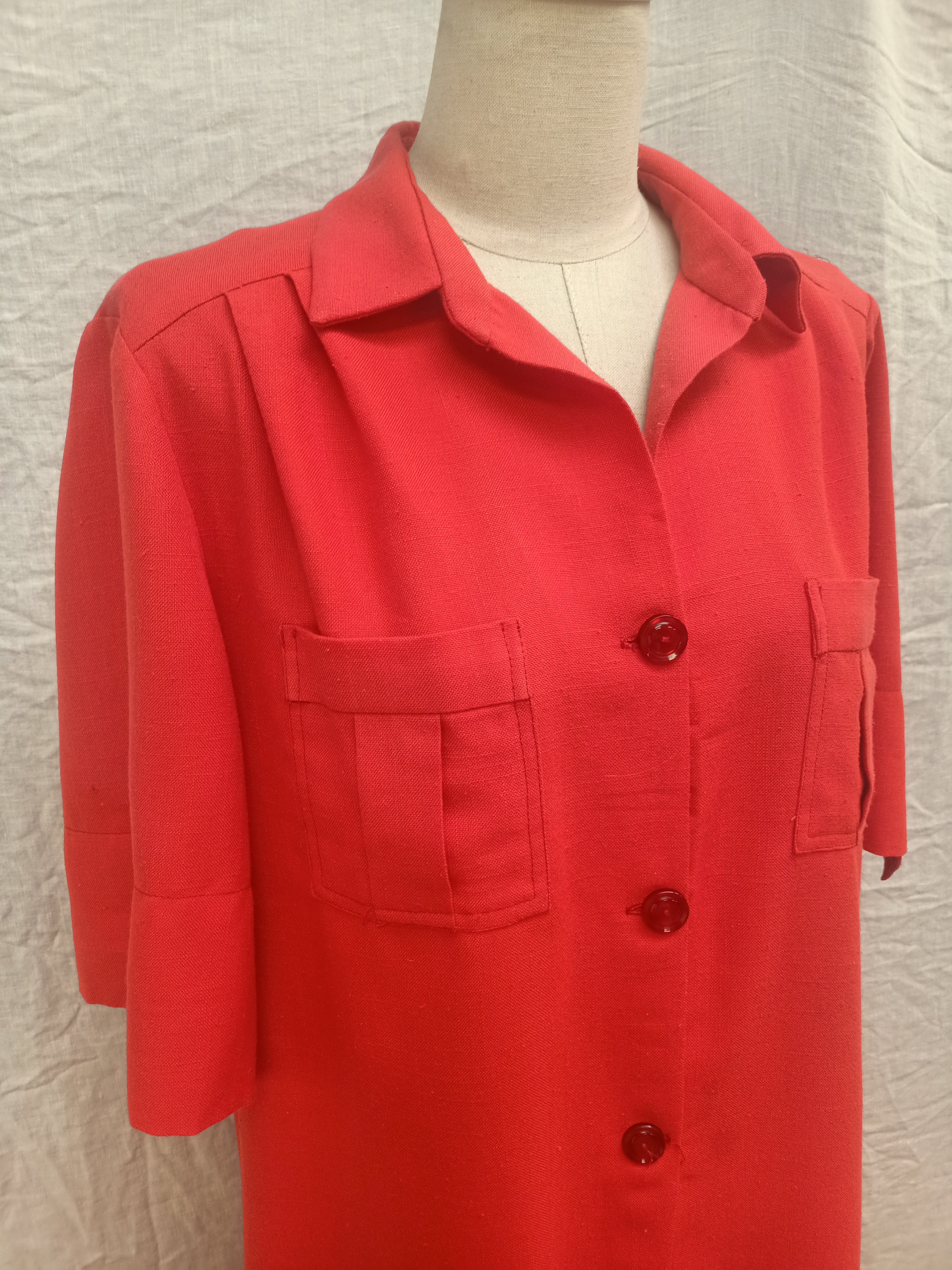 Vintage Red Button Up Dress