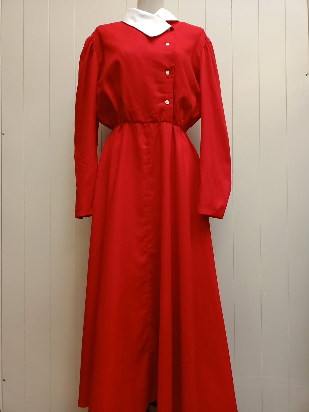Vintage Red & White Lapel Dress