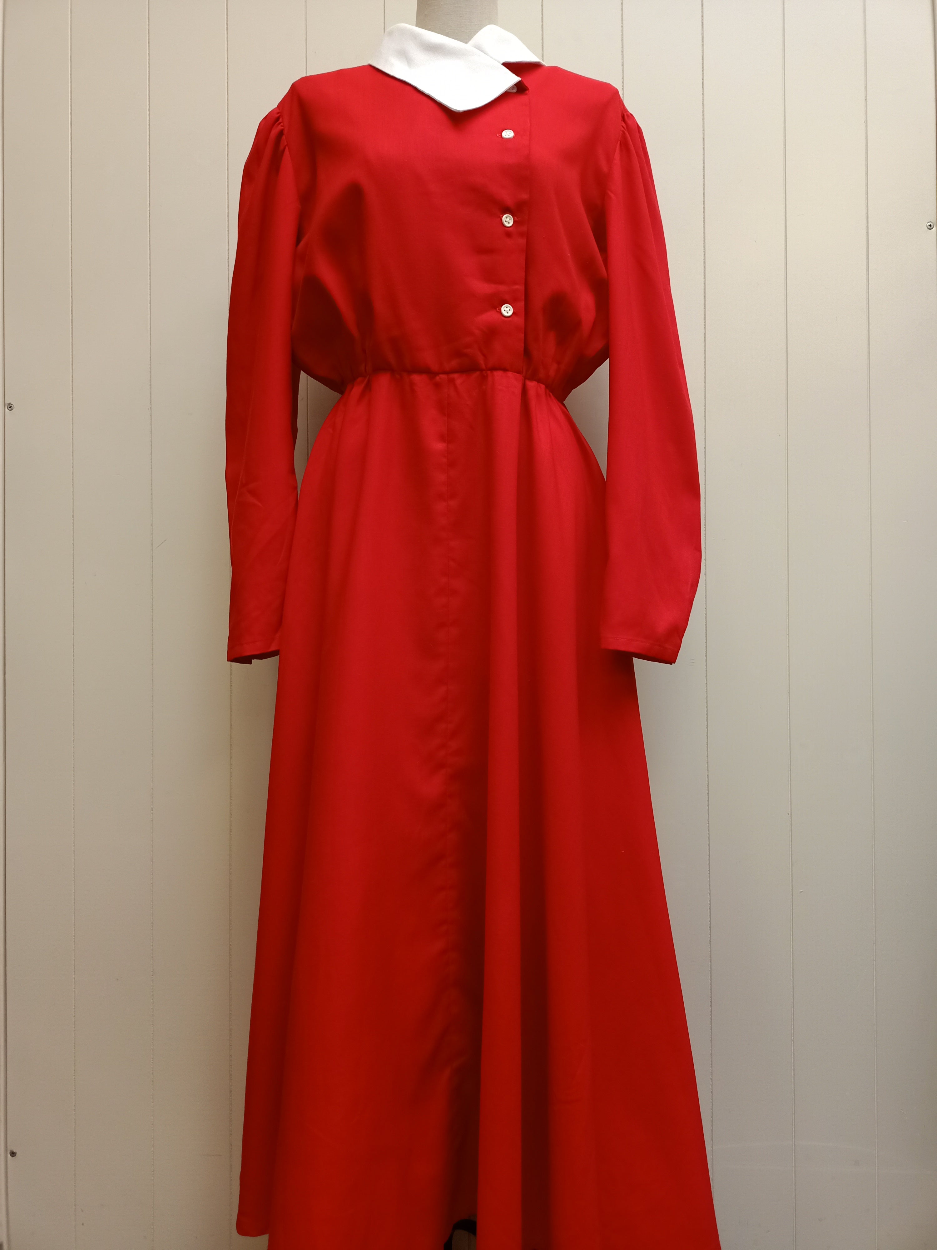 Vintage Red & White Lapel Dress