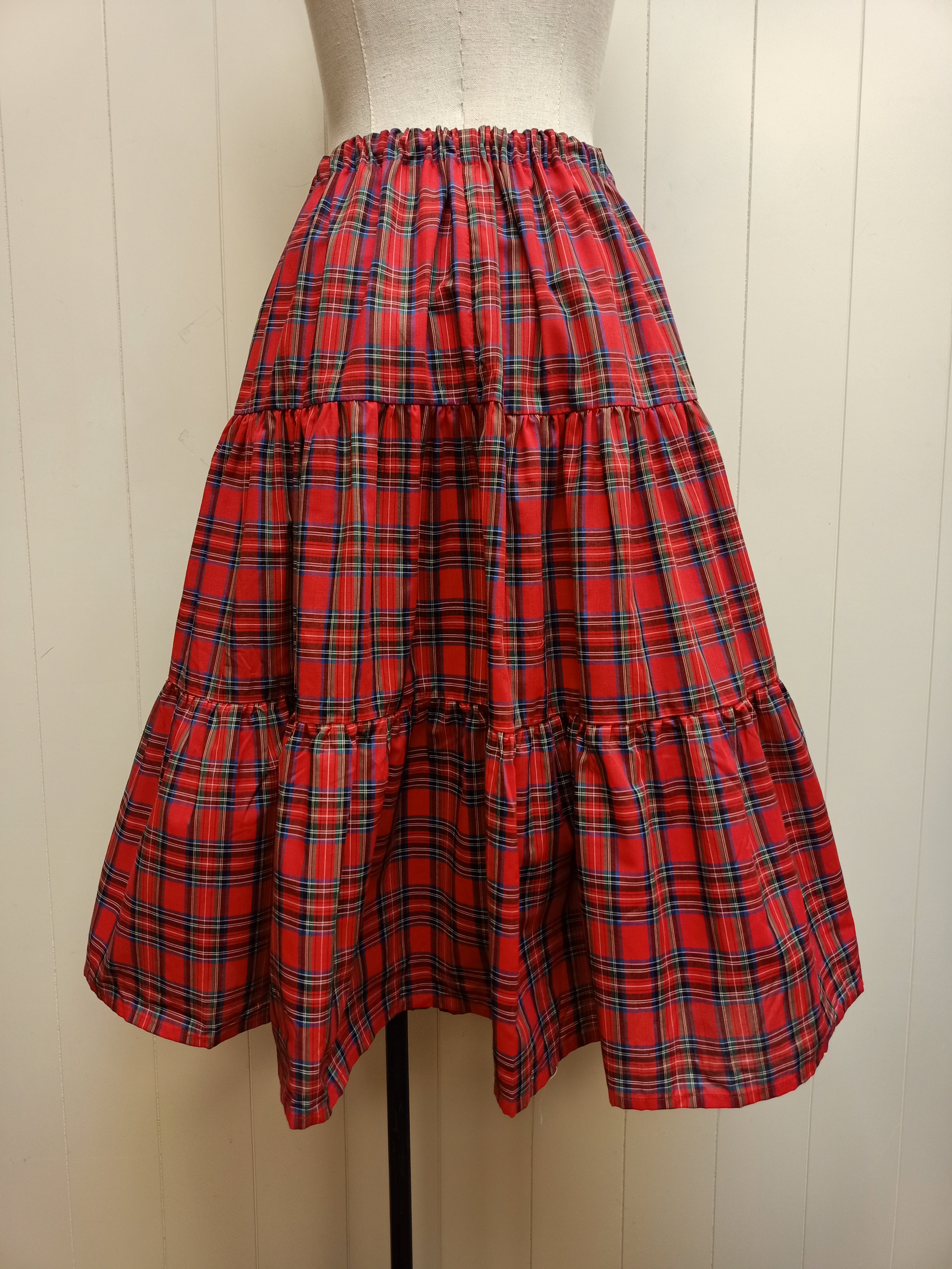 Vintage Plaid Tiered Skirt