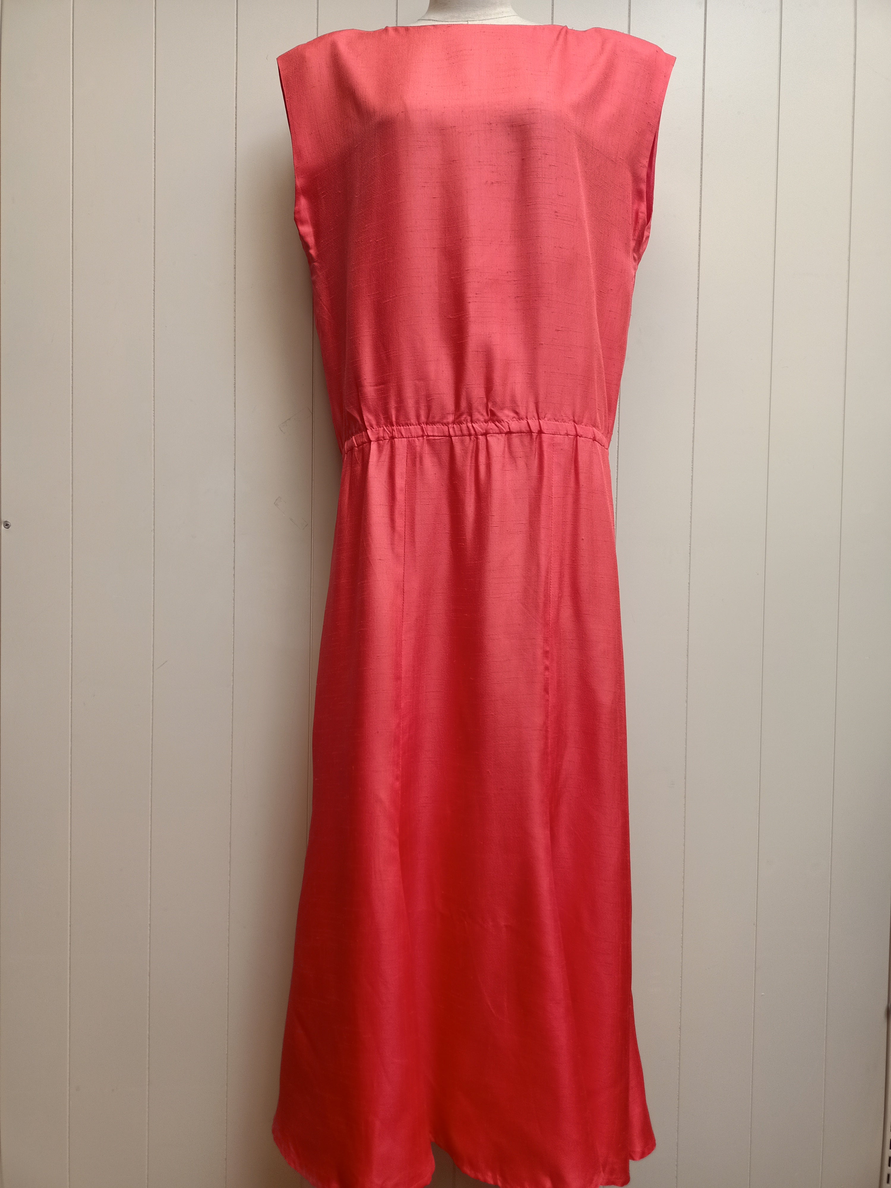 Vintage Coral Satin Slub Dress