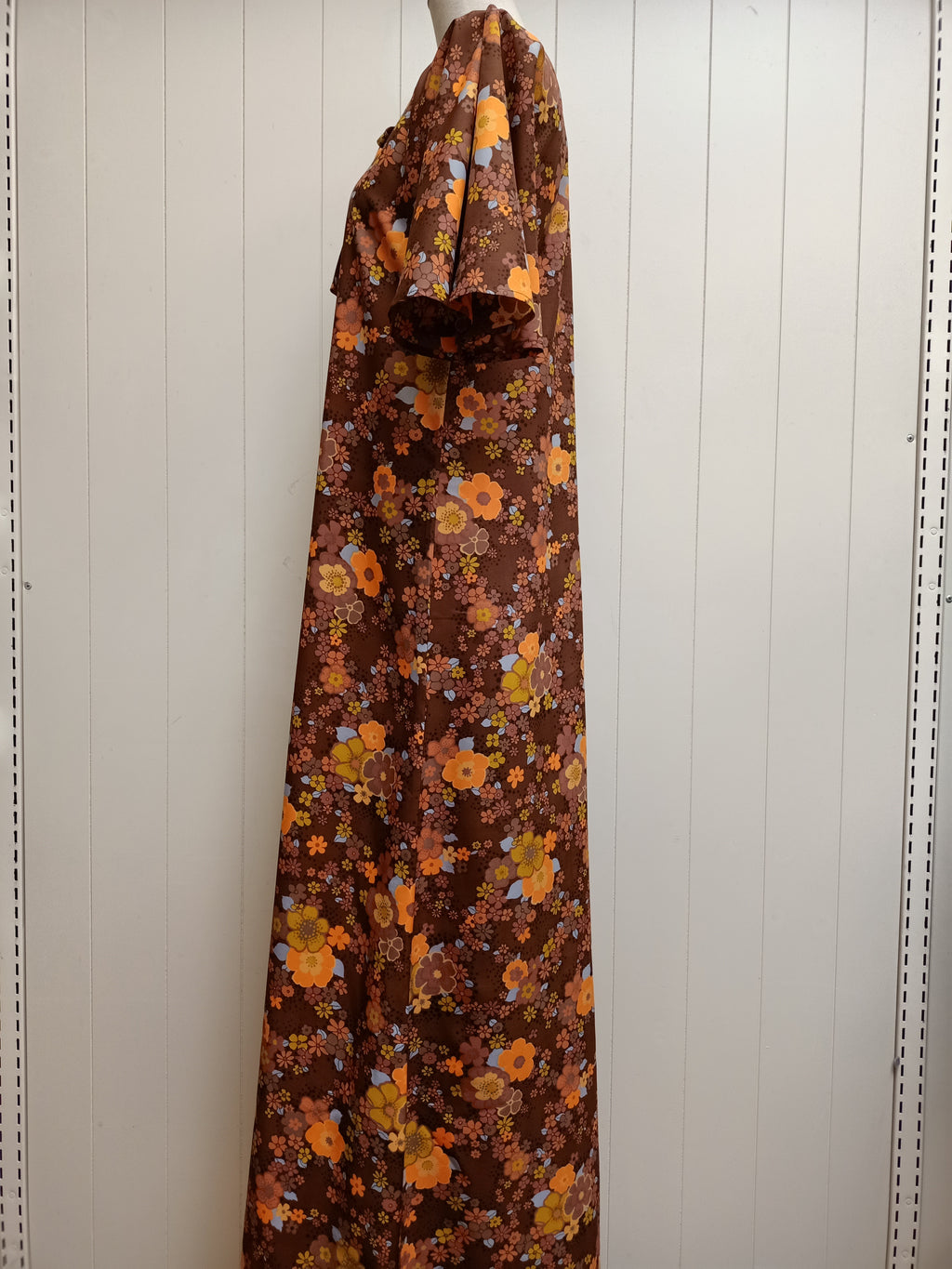 Vintage Orange Floral Maxi Dress
