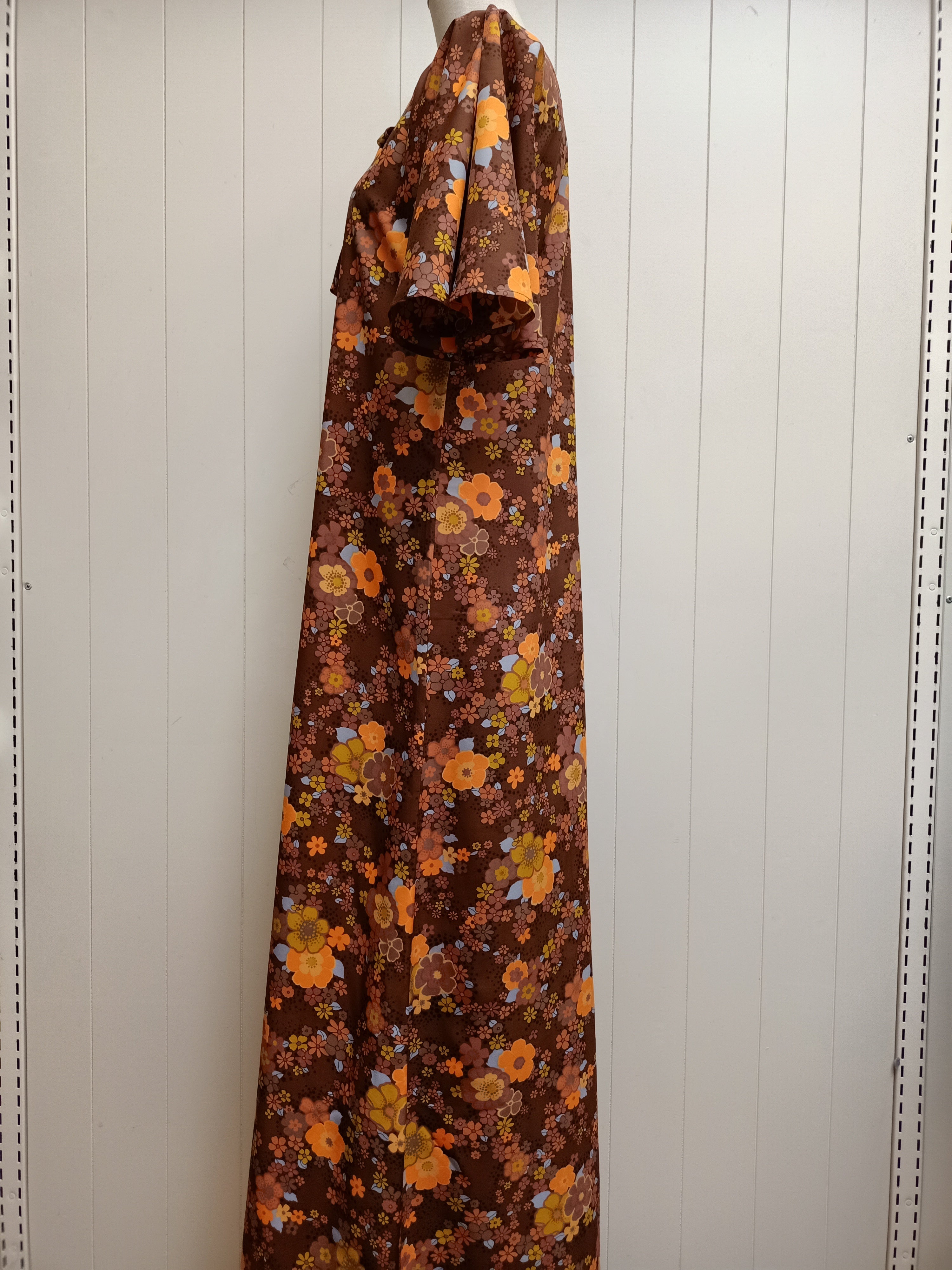 Vintage Orange Floral Maxi Dress