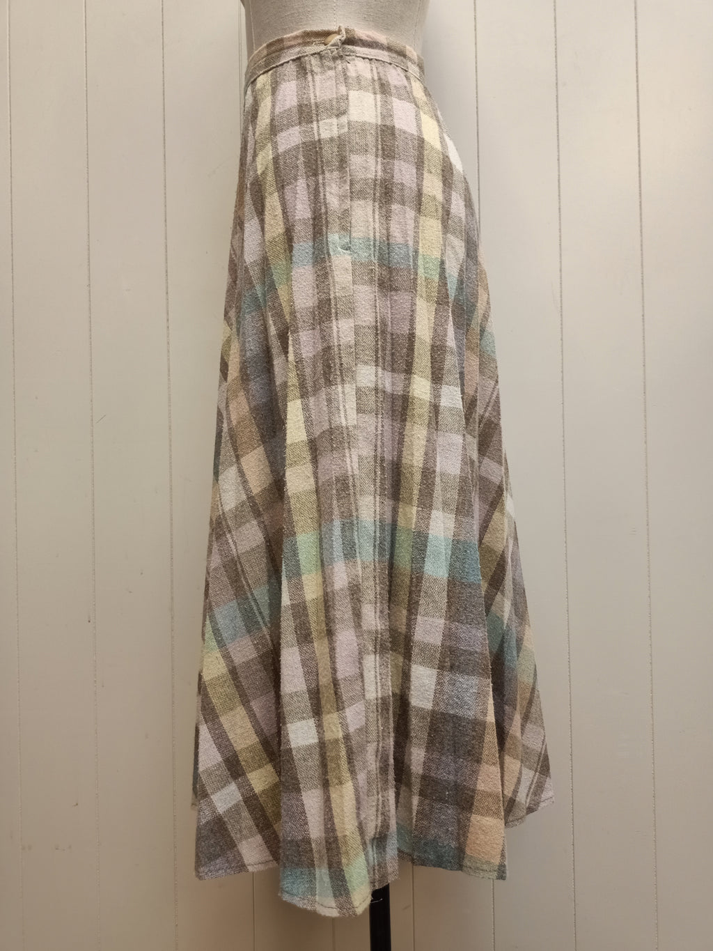 Vintage Pastel Check Pleat Skirt
