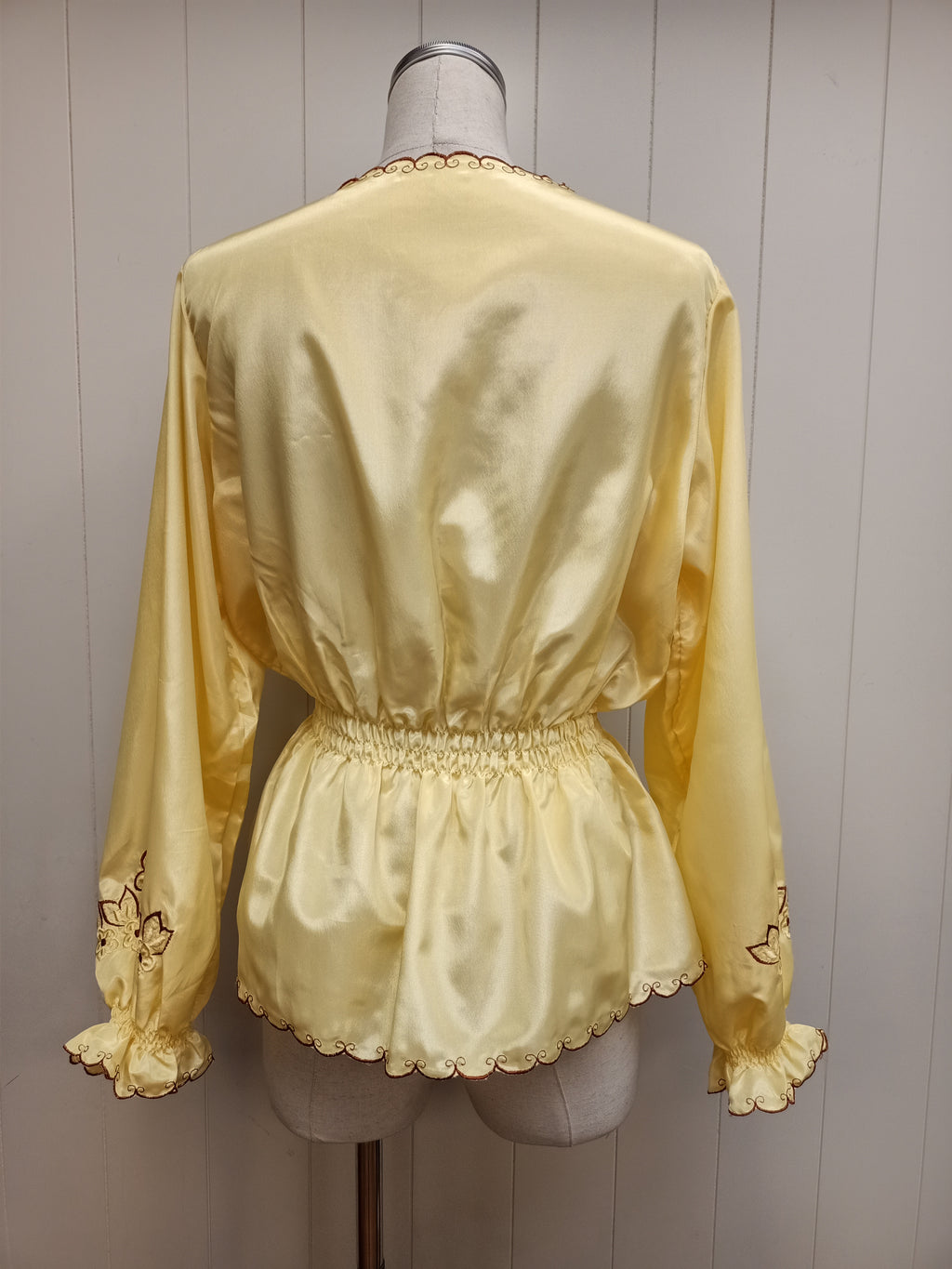 Vintage Yellow Satin Peasant Shirt