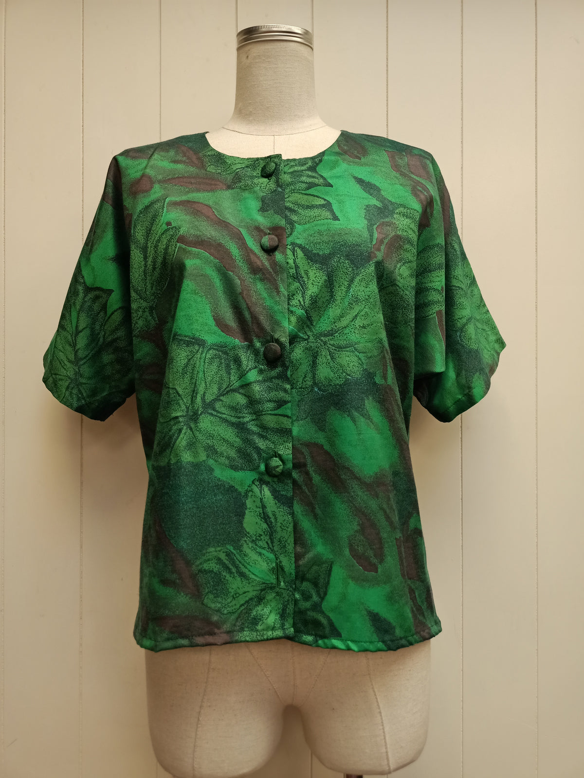 Vintage Green Abstract Button Up Shirt