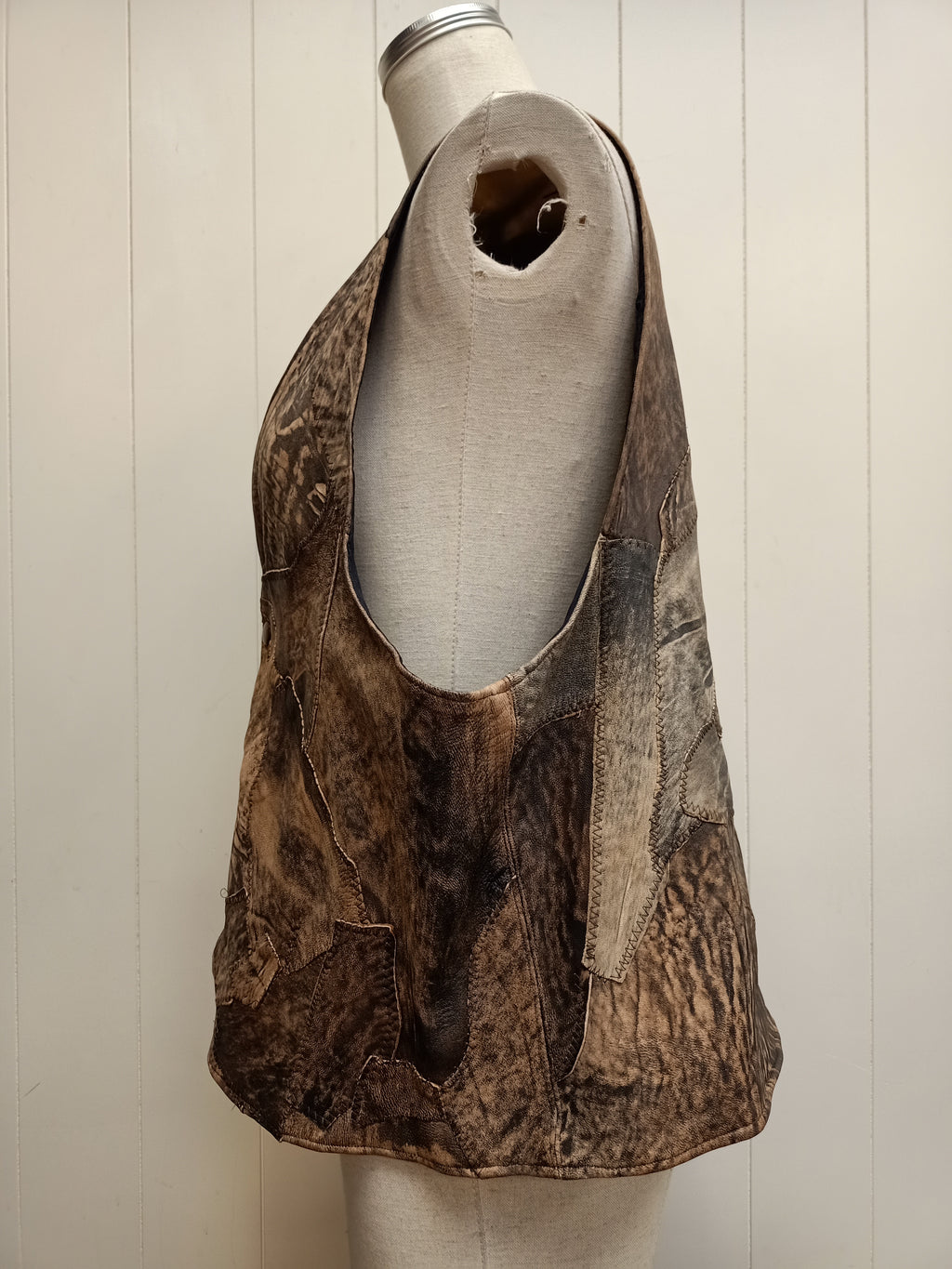 Vintage Mens Leather Patchwork Vest