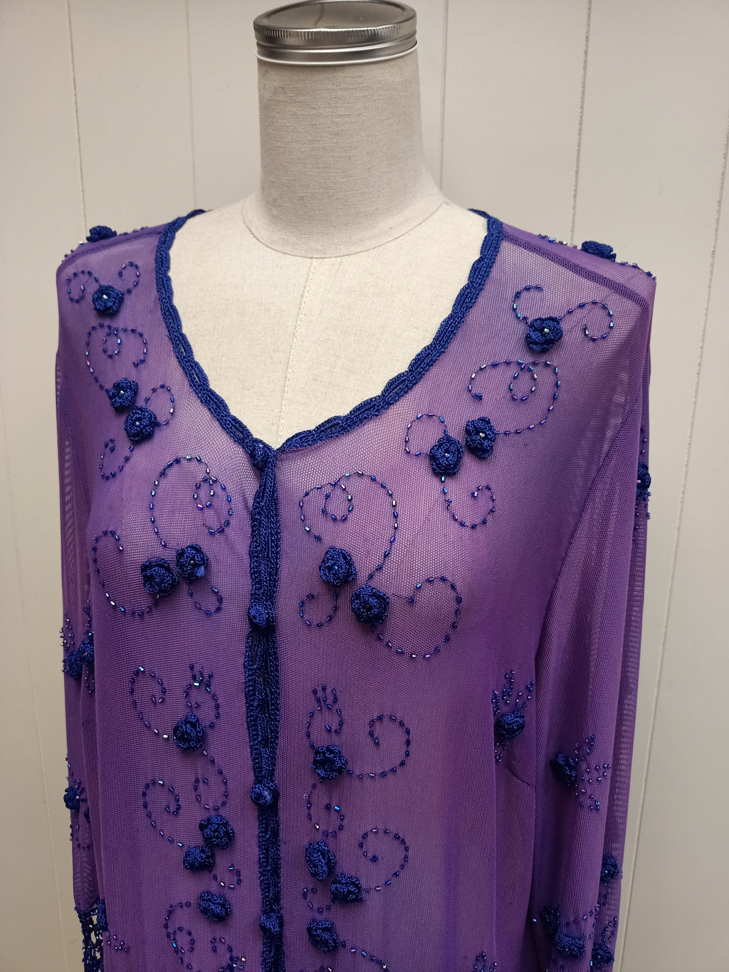 Vintage Mesh Bejeweled Cardigan