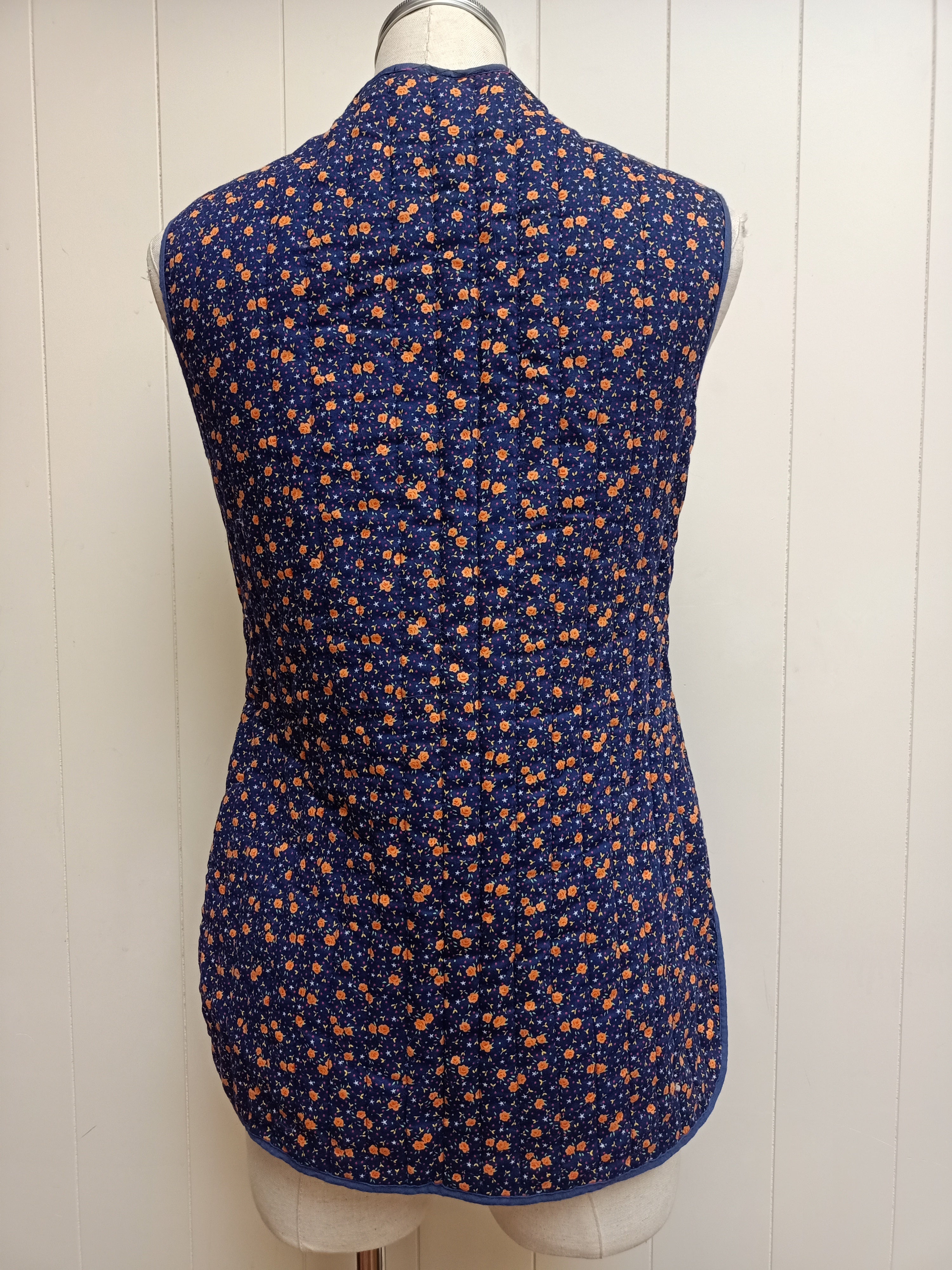 Vintage Navy Floral Puffer Vest
