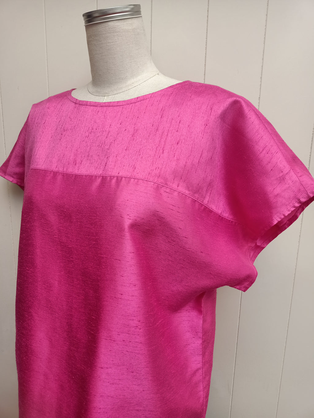 Vintage Hot Pink Satin Slub Shirt