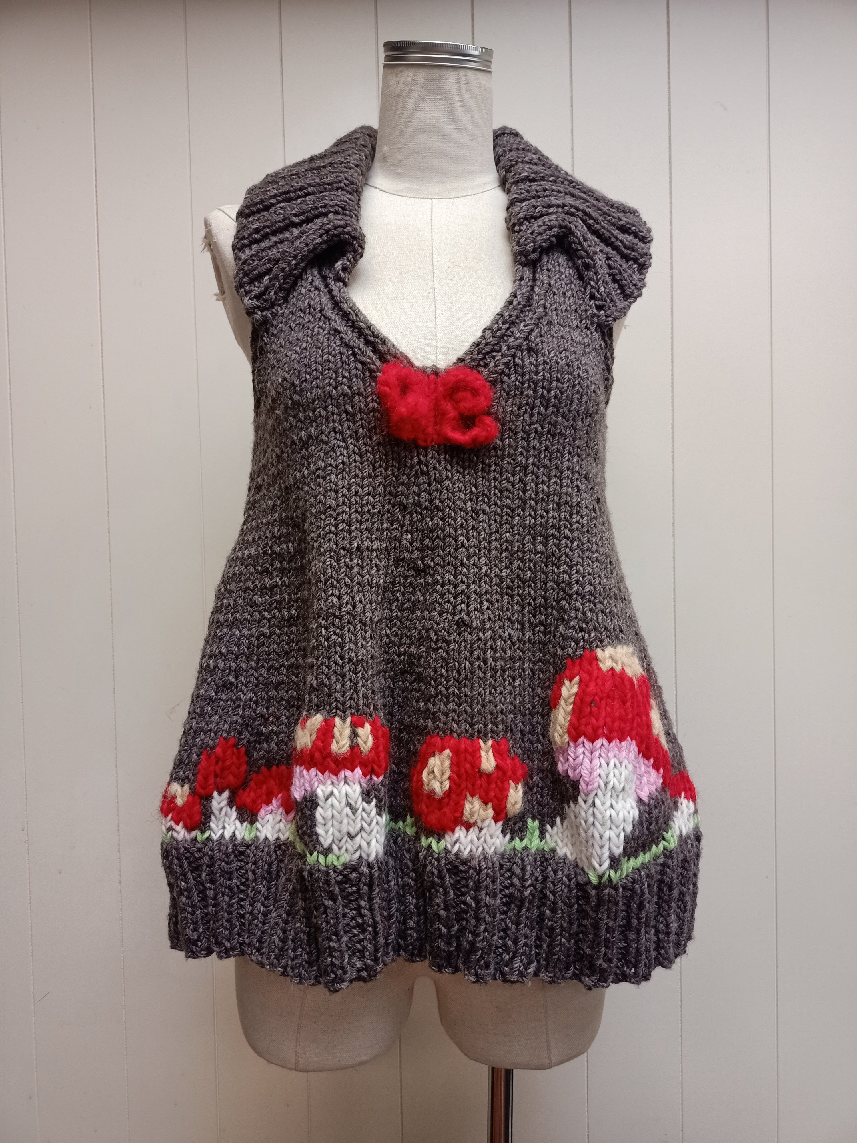 Vintage Mushroom Knit Sweater Vest
