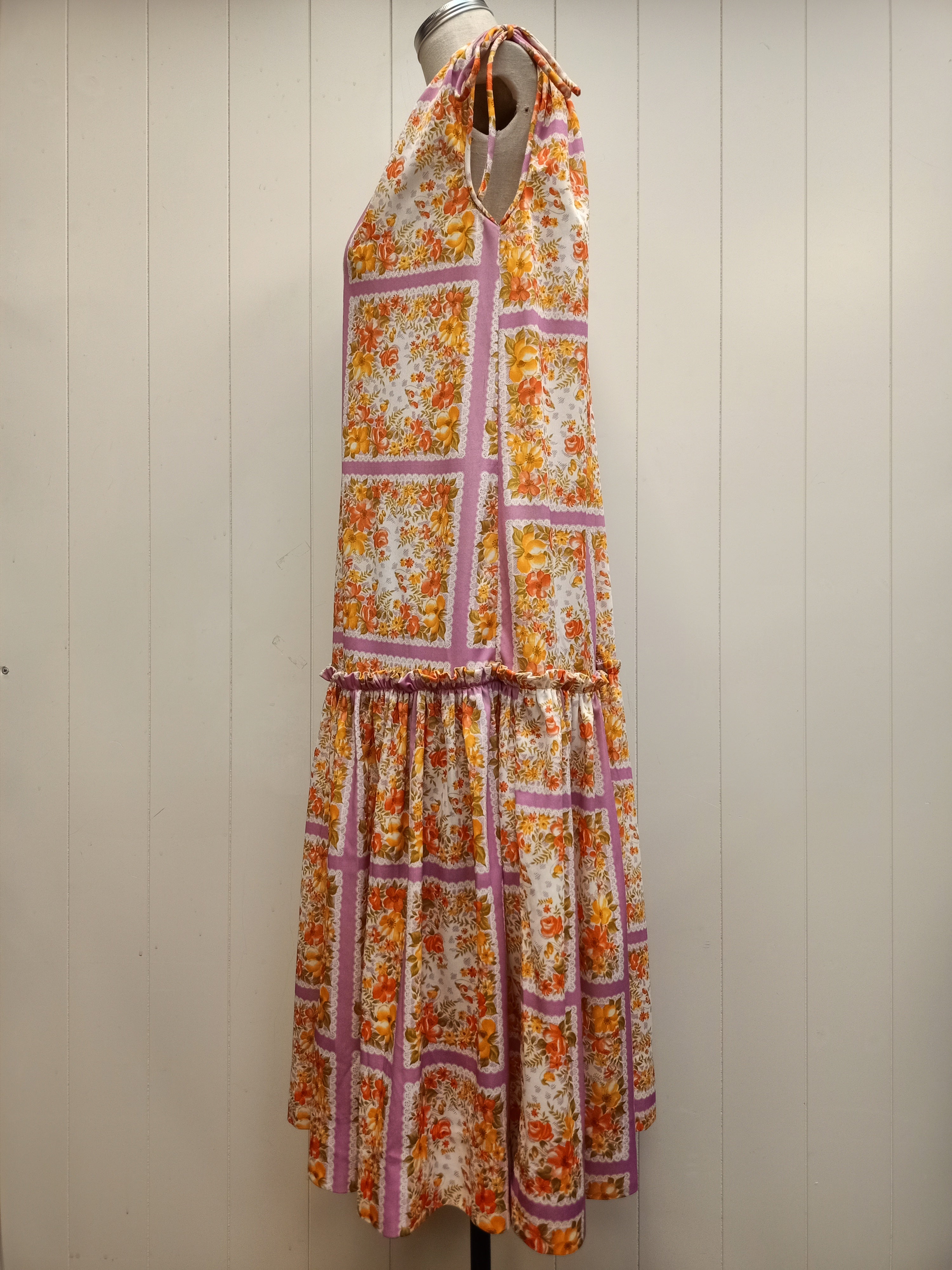 Vintage Floral Windowpane Dress