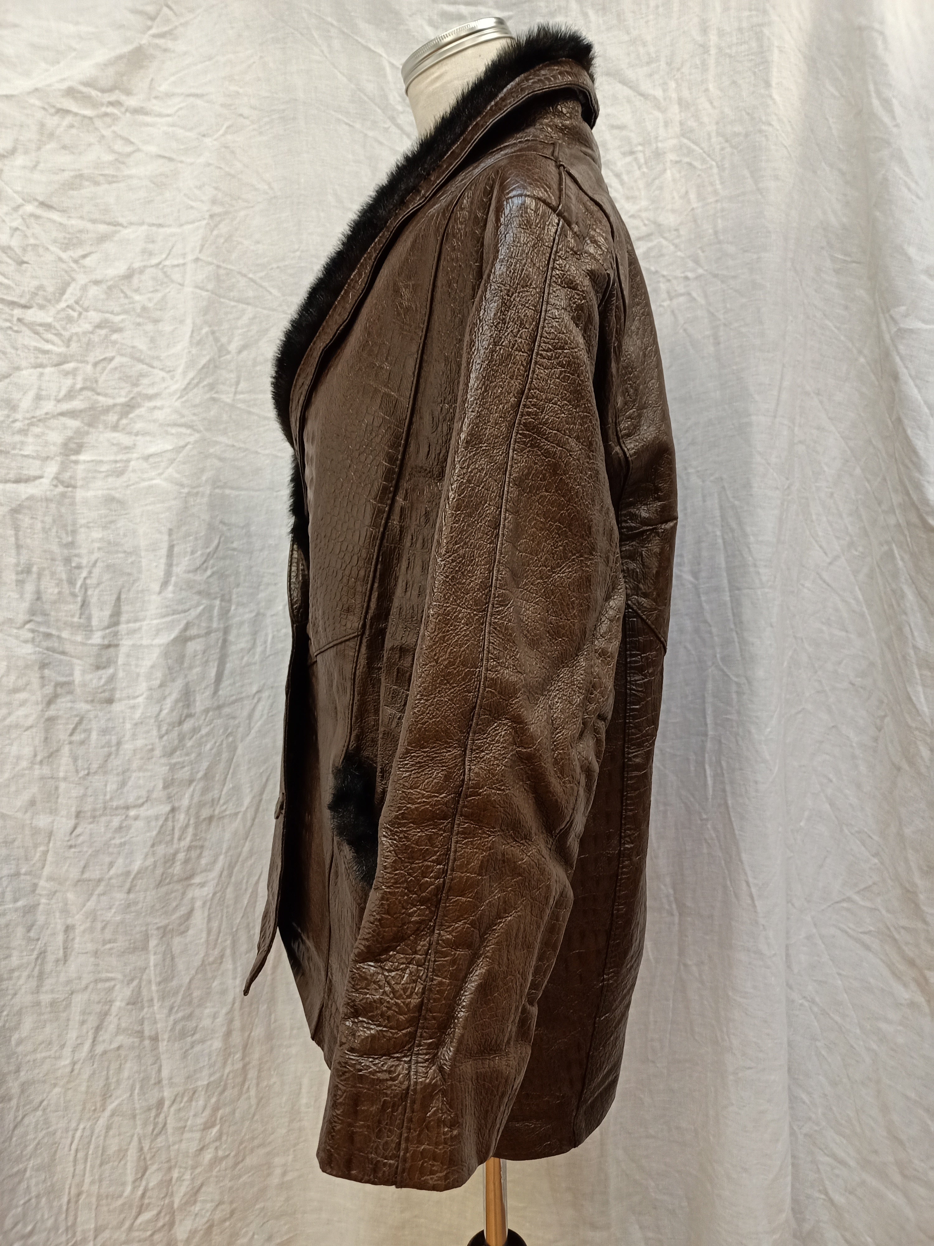 Crocodile Embossed Leather Jacket