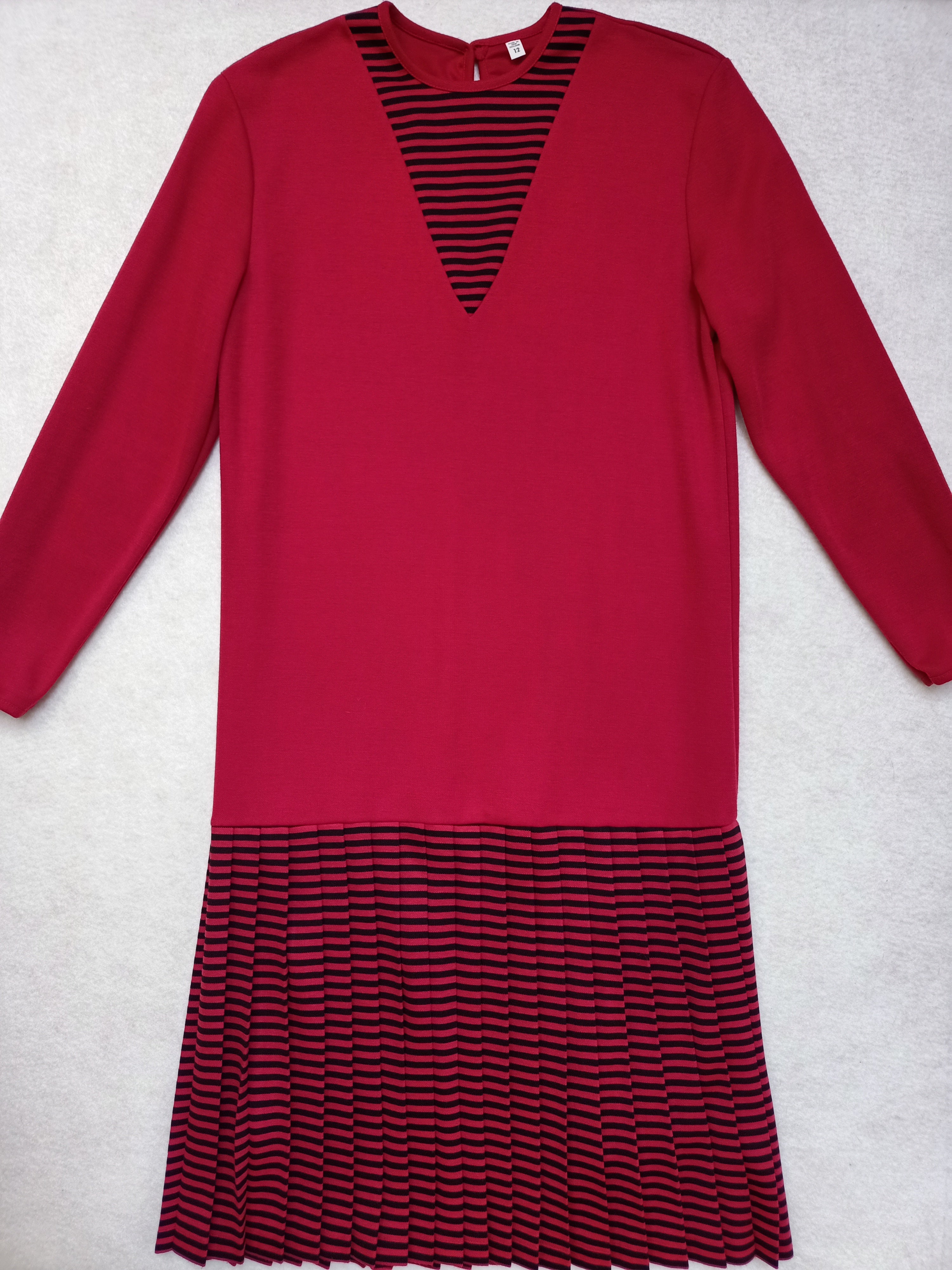 Vintage Burgundy Striped Dress
